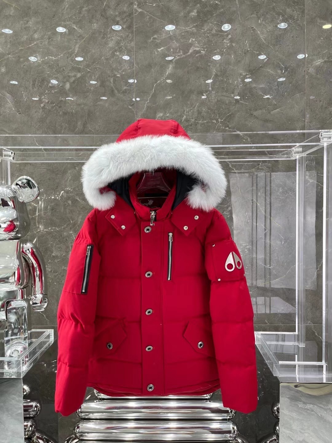 MK thick and cozy fitted down jacket  red
