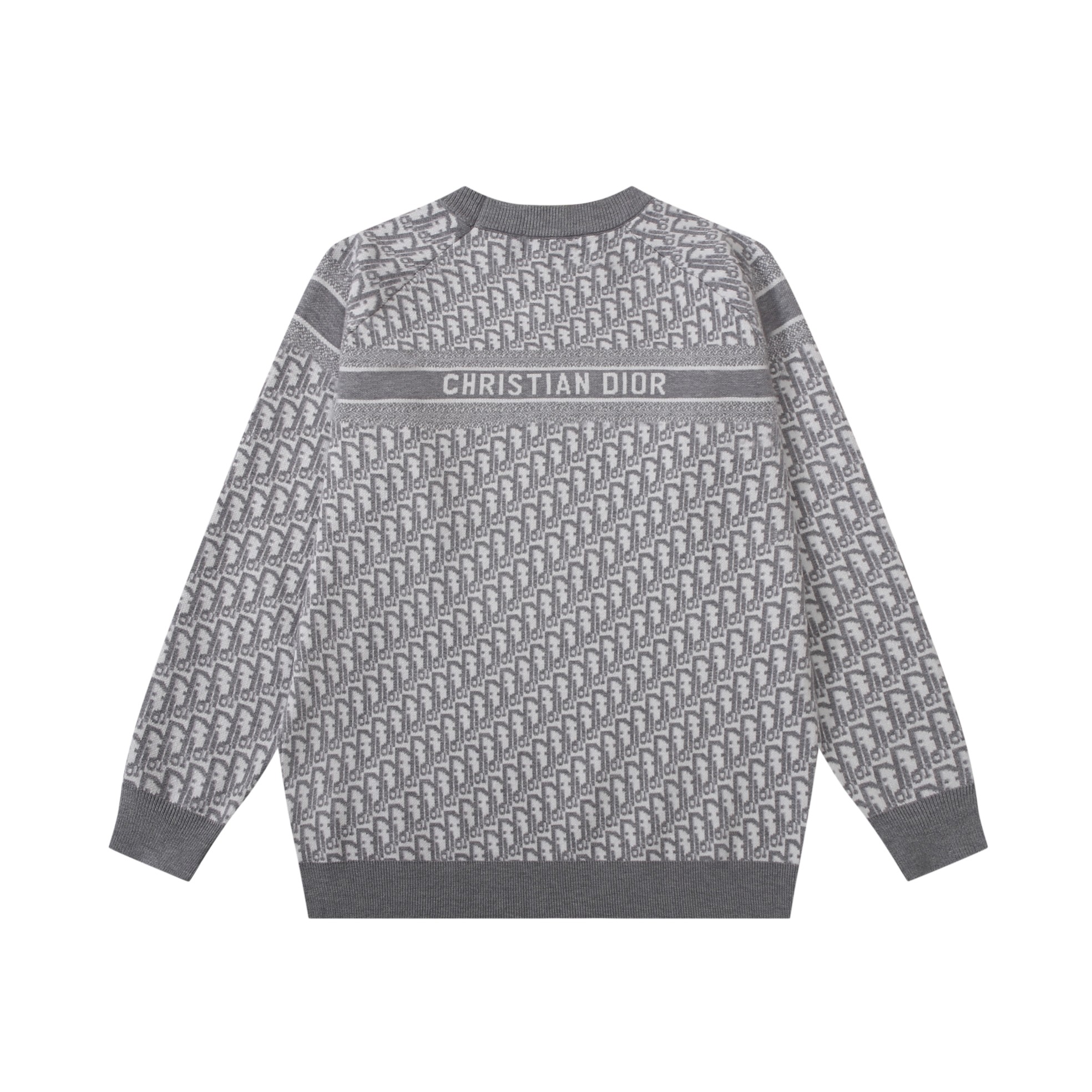 1:1 new Autumn and winter jacquard round neck knitted pullover sweater grey