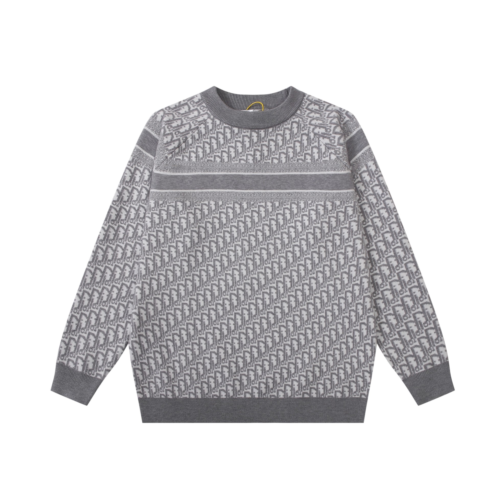 1:1 new Autumn and winter jacquard round neck knitted pullover sweater grey