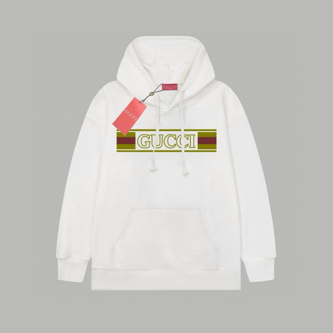 Guci Classic logo white hoodie