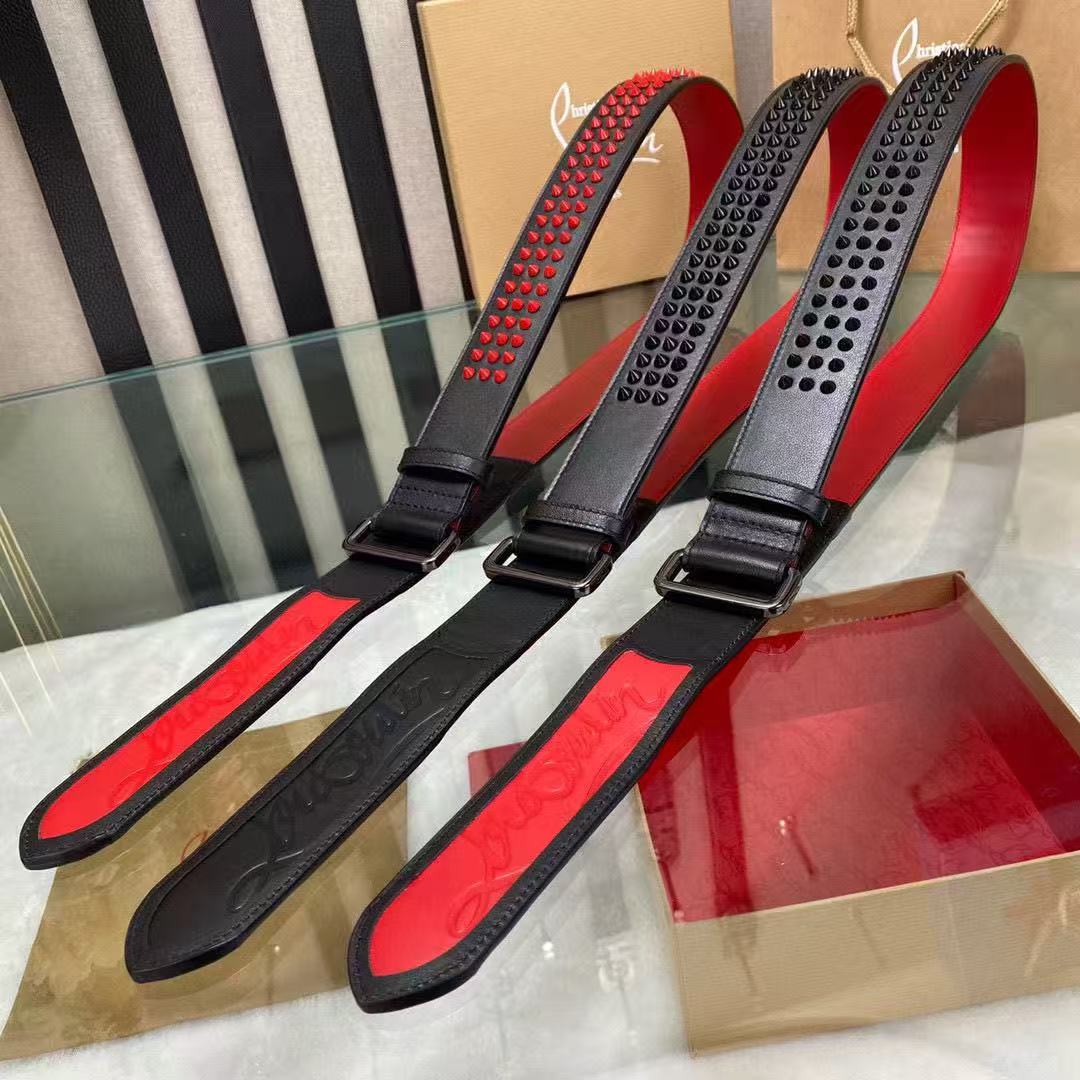 1:1 New arriavl CL Red and black rivet belt