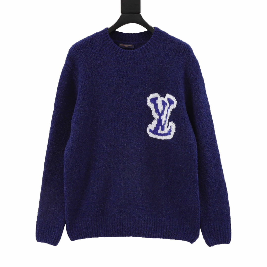 Mirrored logo inlaid round-neck sweater