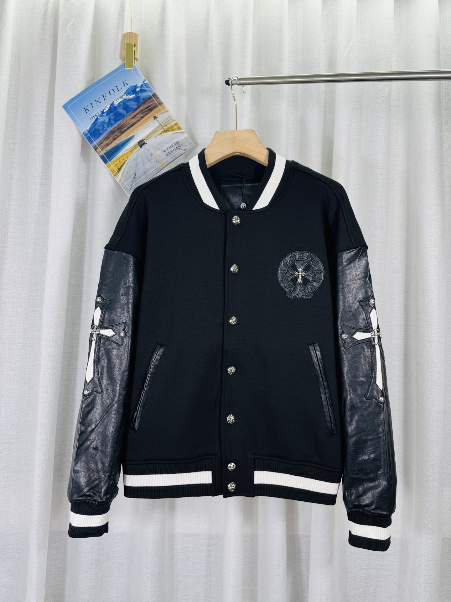 1:1 embroidered floral patch 3D three-dimensional baseball jacket