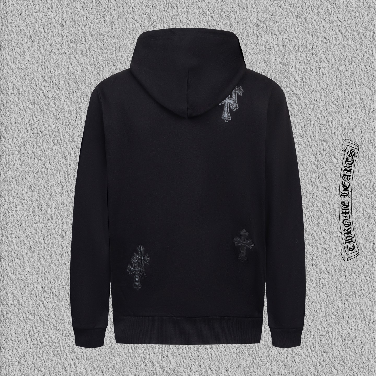 1:1 Letter embroidery multi-layered leather patch drawstring hoodie