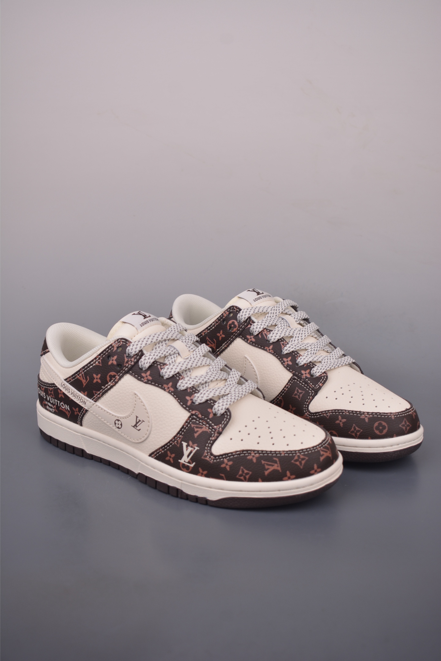 Brown and beige collaborative sneakers