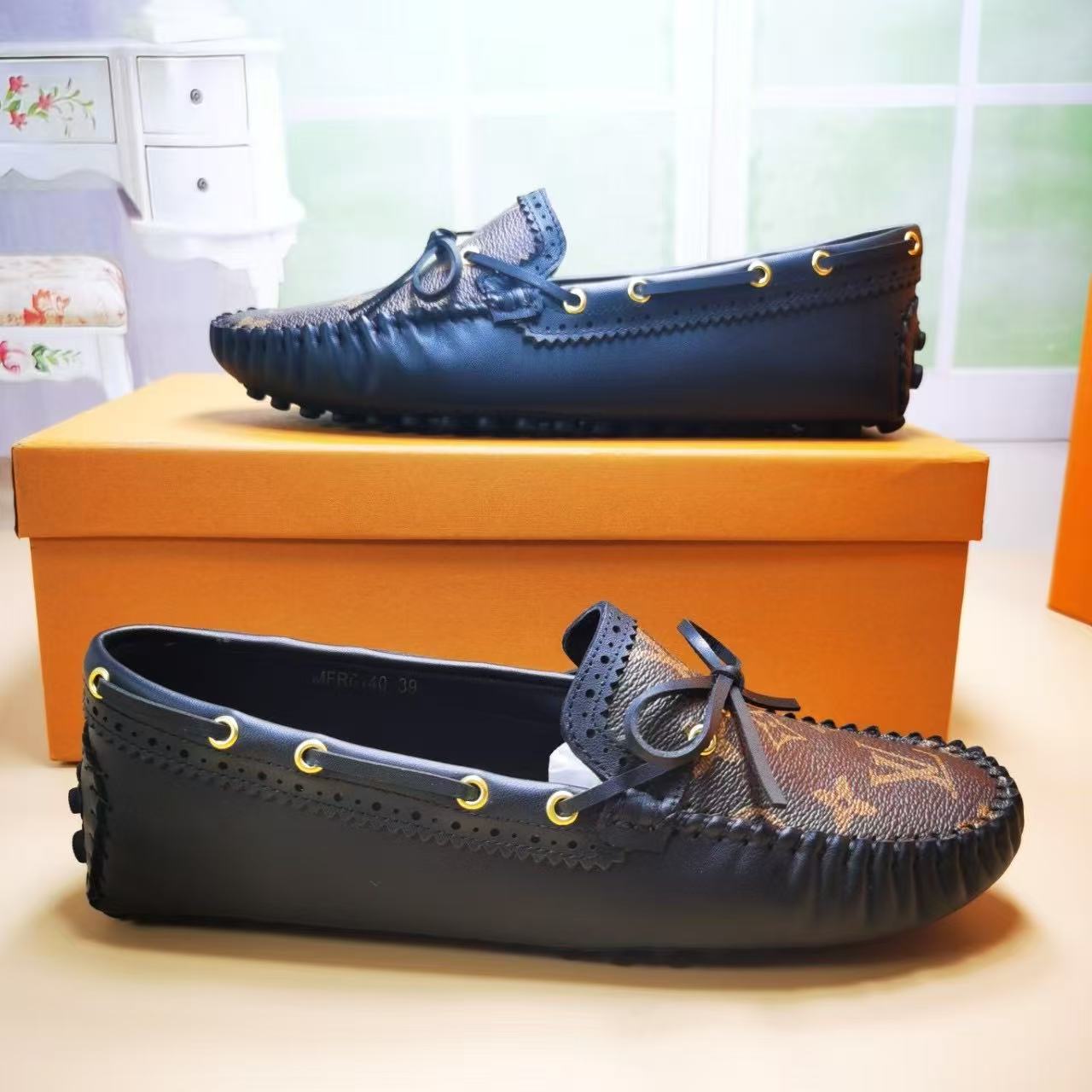 1:1 LV full print loafer shoes 2 colors