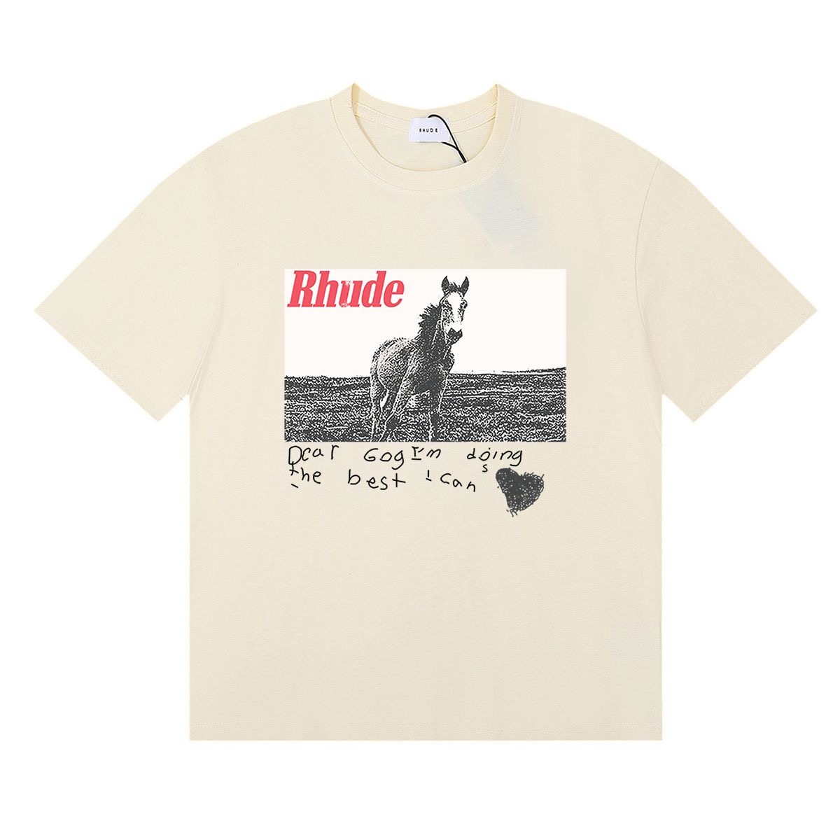 New releasing horse print rhude cotton tee