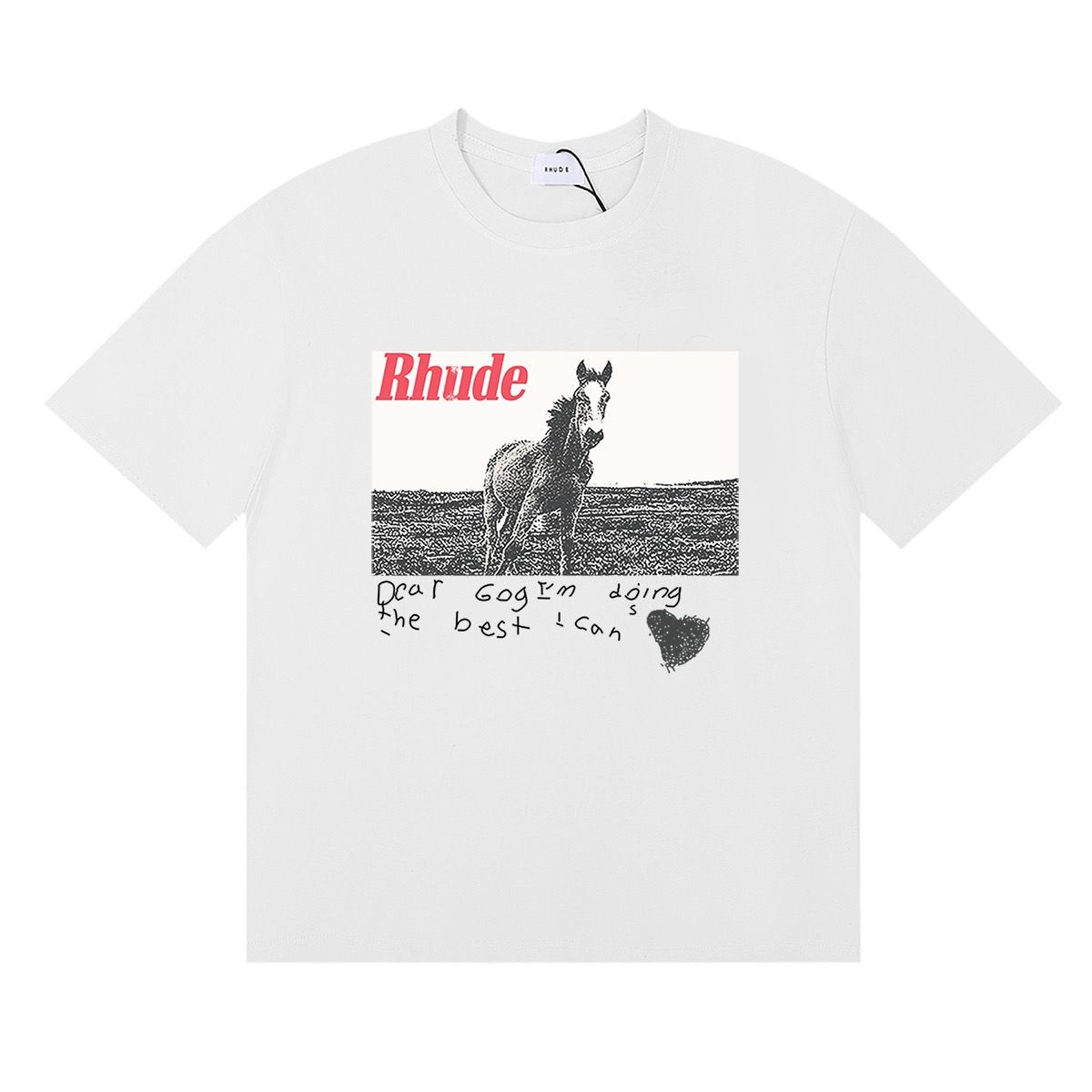 New releasing horse print rhude cotton tee