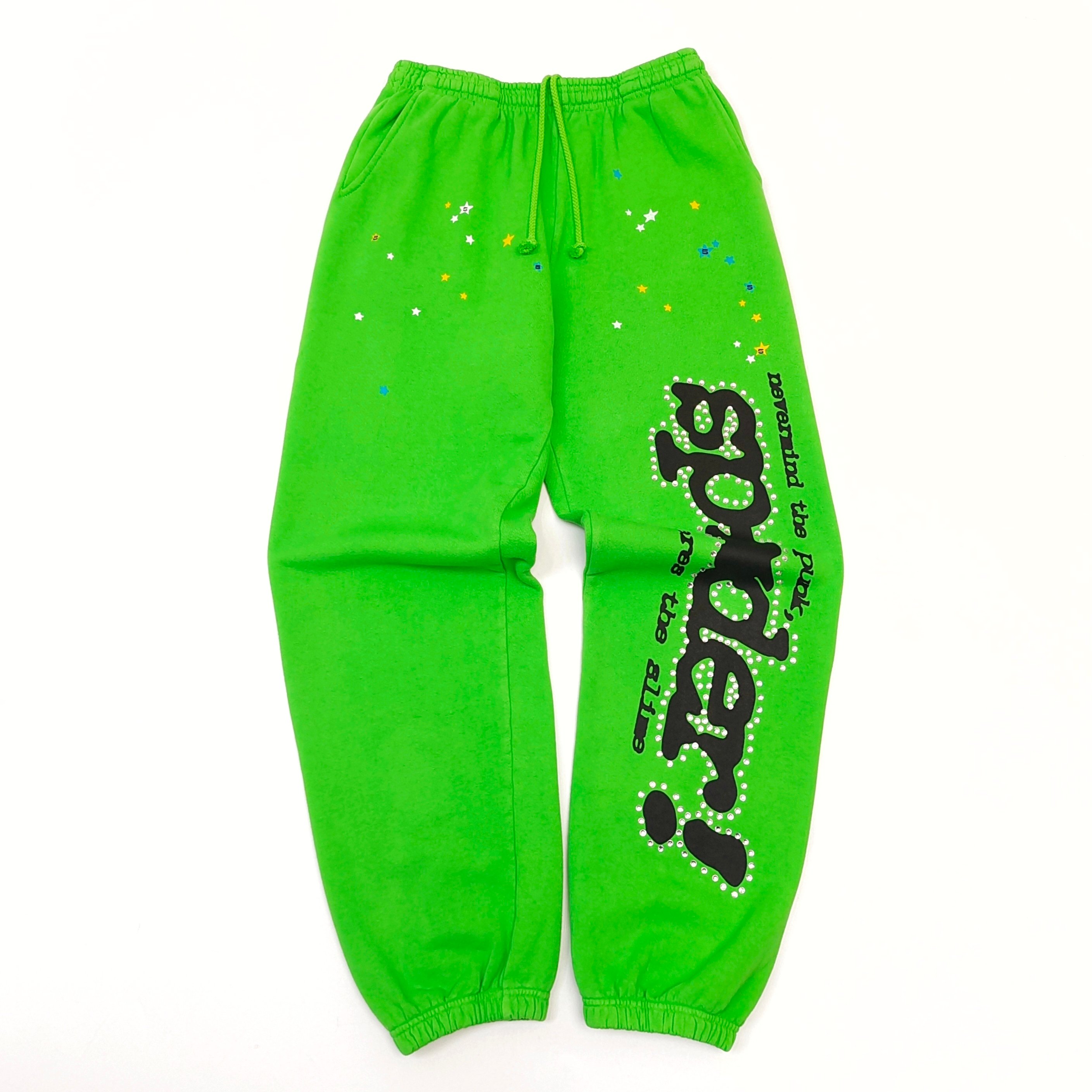 1:1 emerald green sweatpants with diamonds