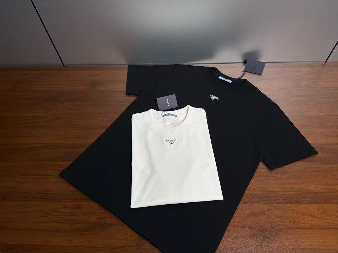 New arrival Pr@da white cotton tee