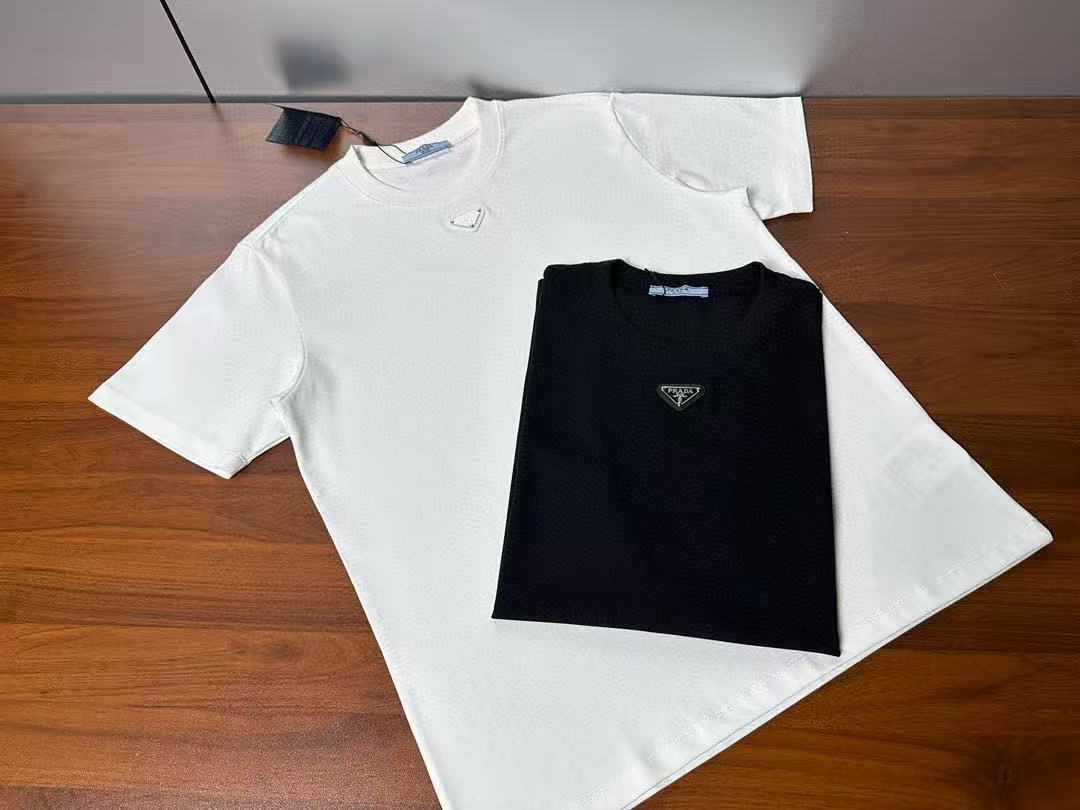 New arrival Pr@da white cotton tee