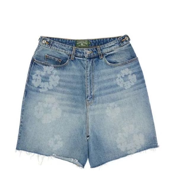 Washed dark print shorts