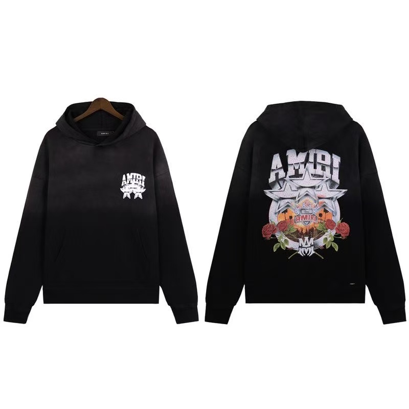 New rosy print and letter hoodie