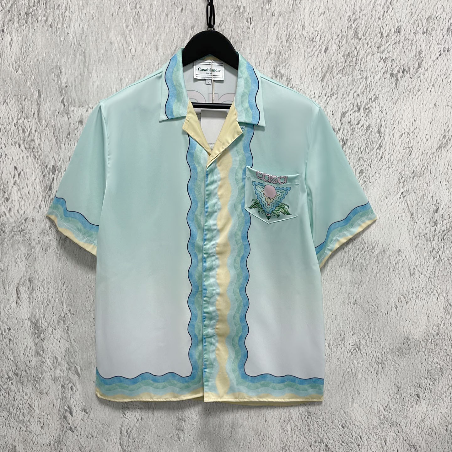 1:1 Hawaiian-style blue wave vacation shirt for couples