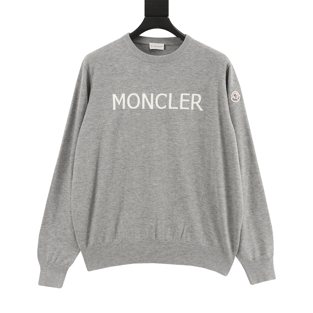 Letter logo jacquard round neck sweater