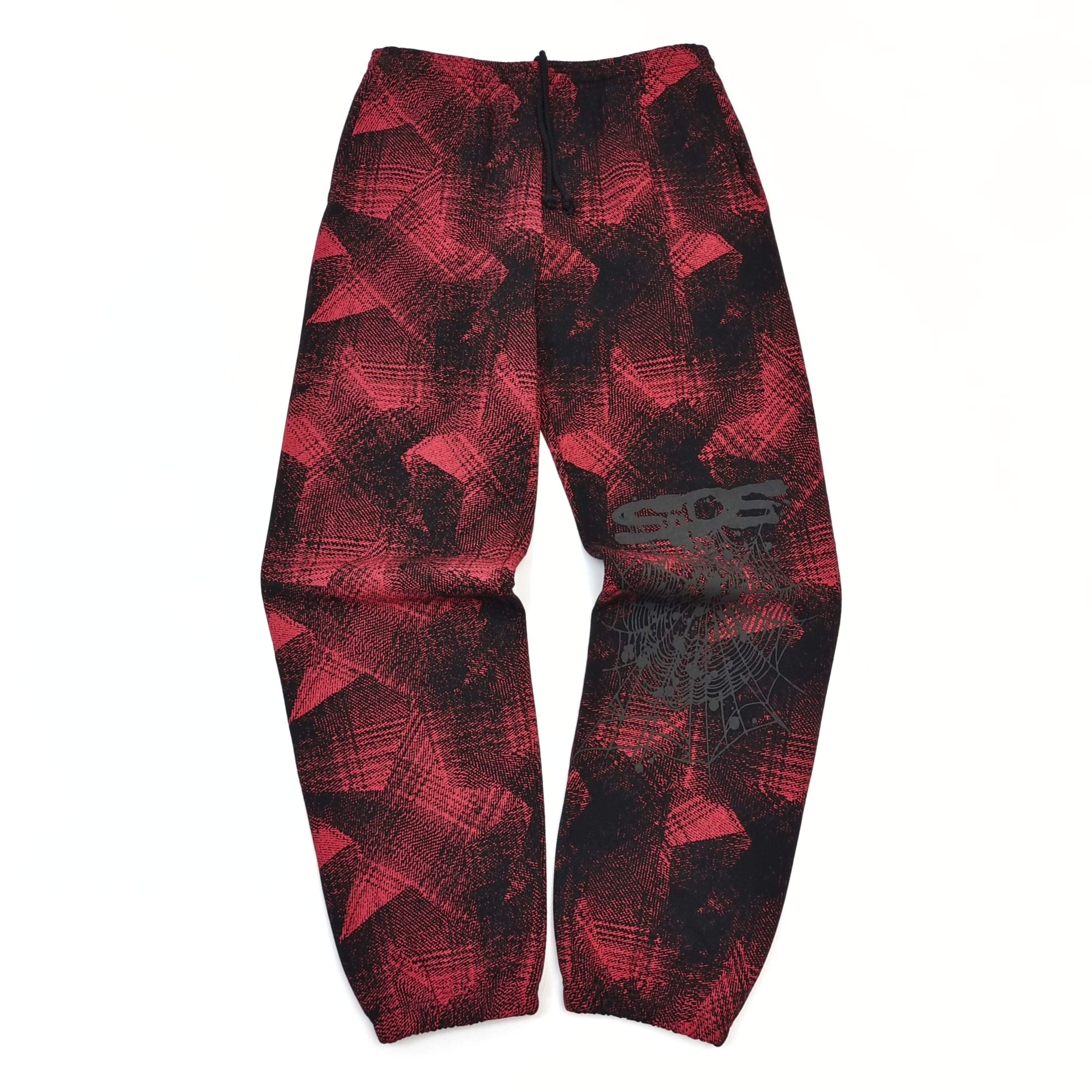 1:1 Black mesh red line checkered sweatpants