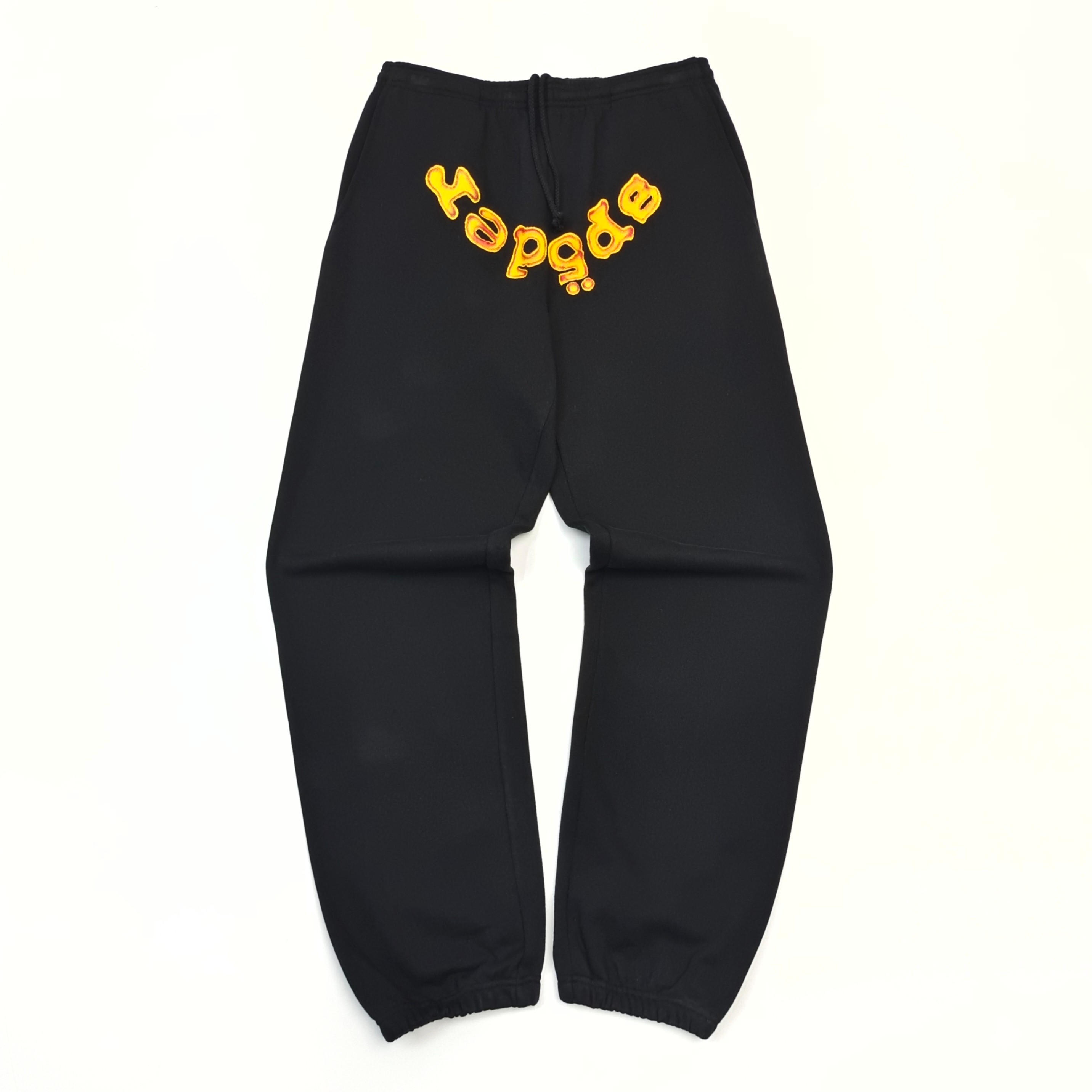 1:1 black sweatpants with pumpkin letters