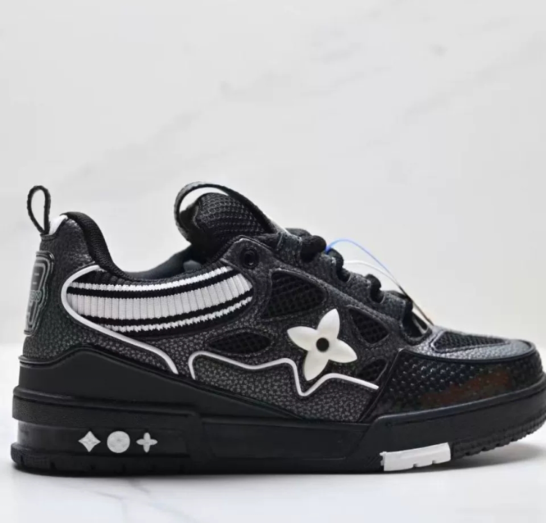 Black and white full diamond sports shoes