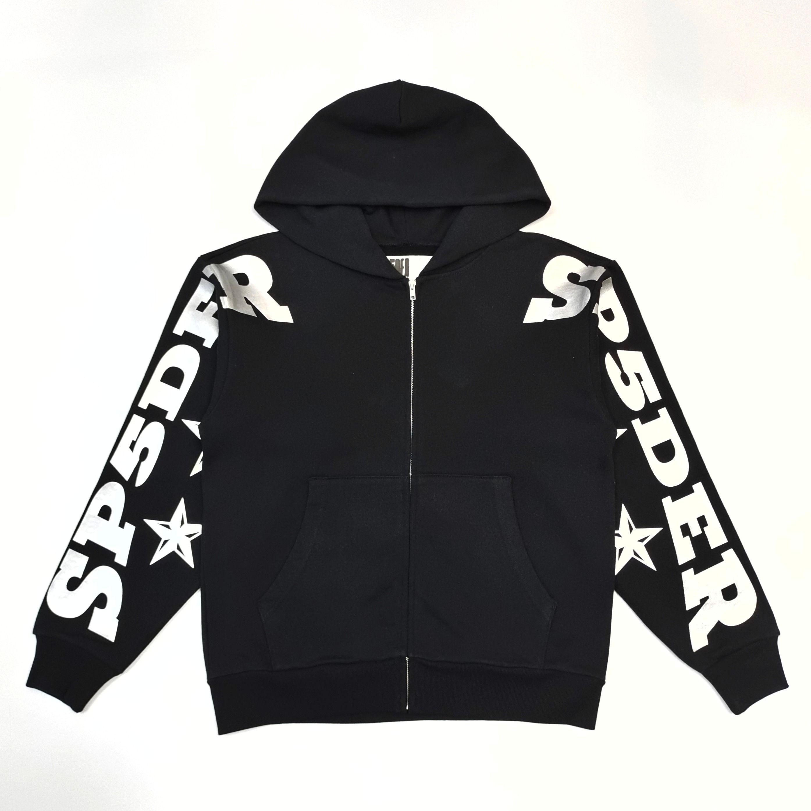 1: 1 Silver letter black zipper sweater with left and right sleeves