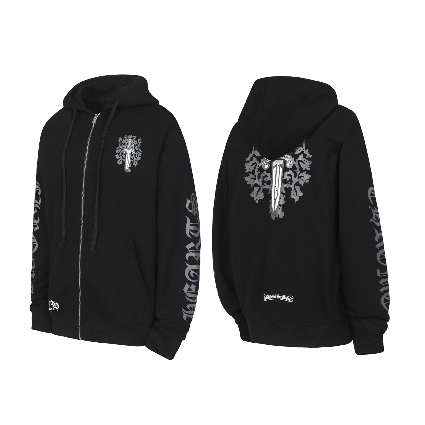 Big sword printed zipper hoodie cardigan