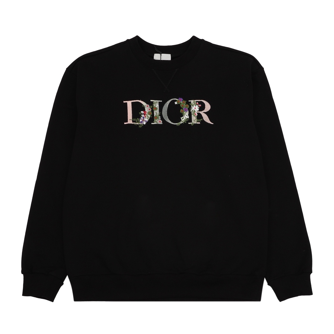1:1 Gradient floral letter embroidery round neck sweatshirt