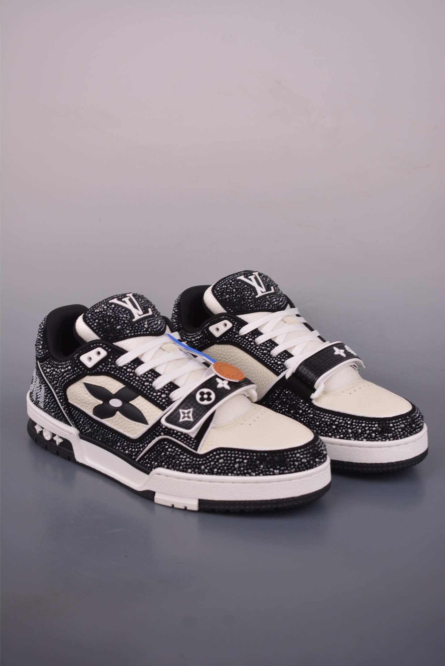 Velcro Diamond shoe collaboration black and white color-blocked casual sneakers