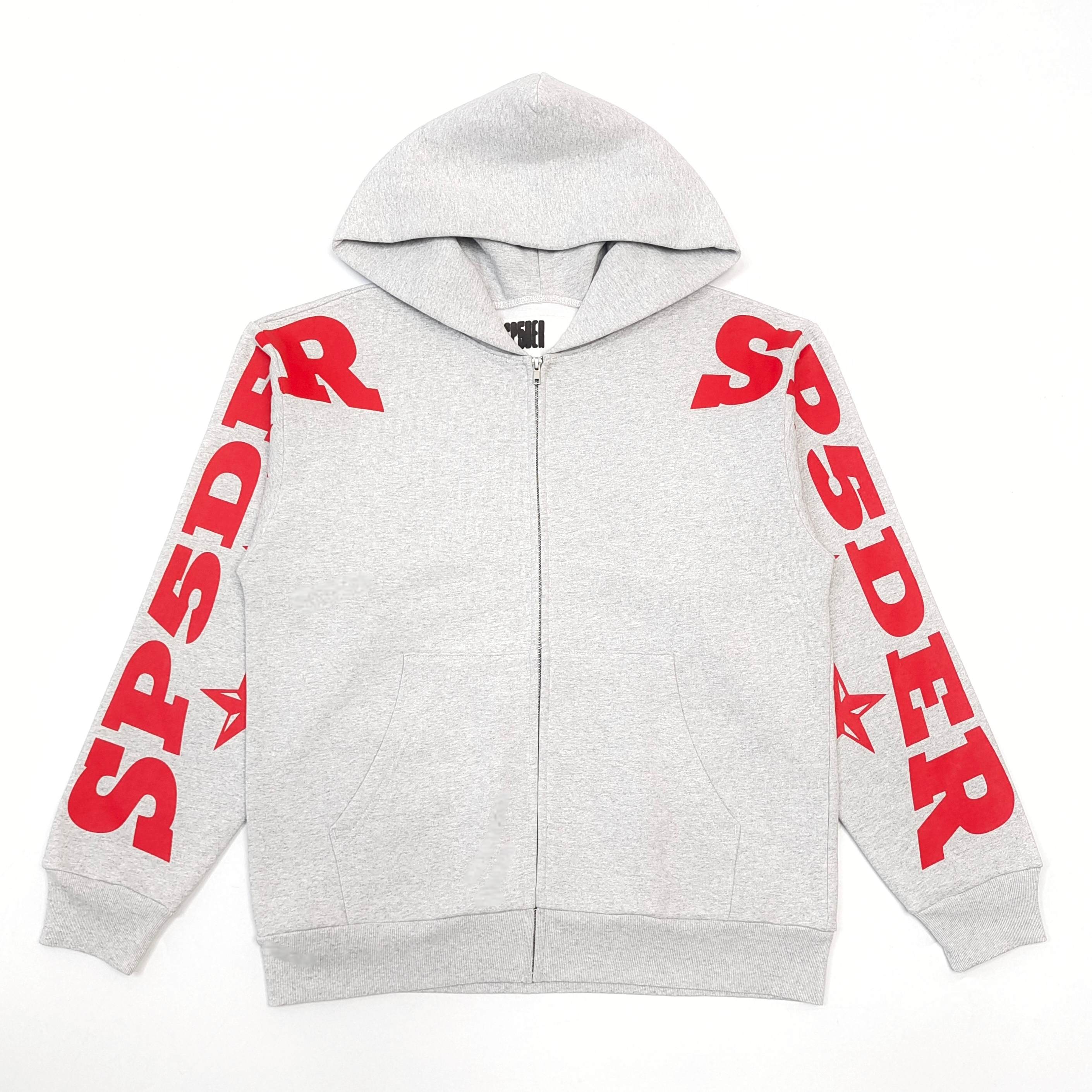 1:1 SP left and right sleeves with red letters and light gray zipper shirt