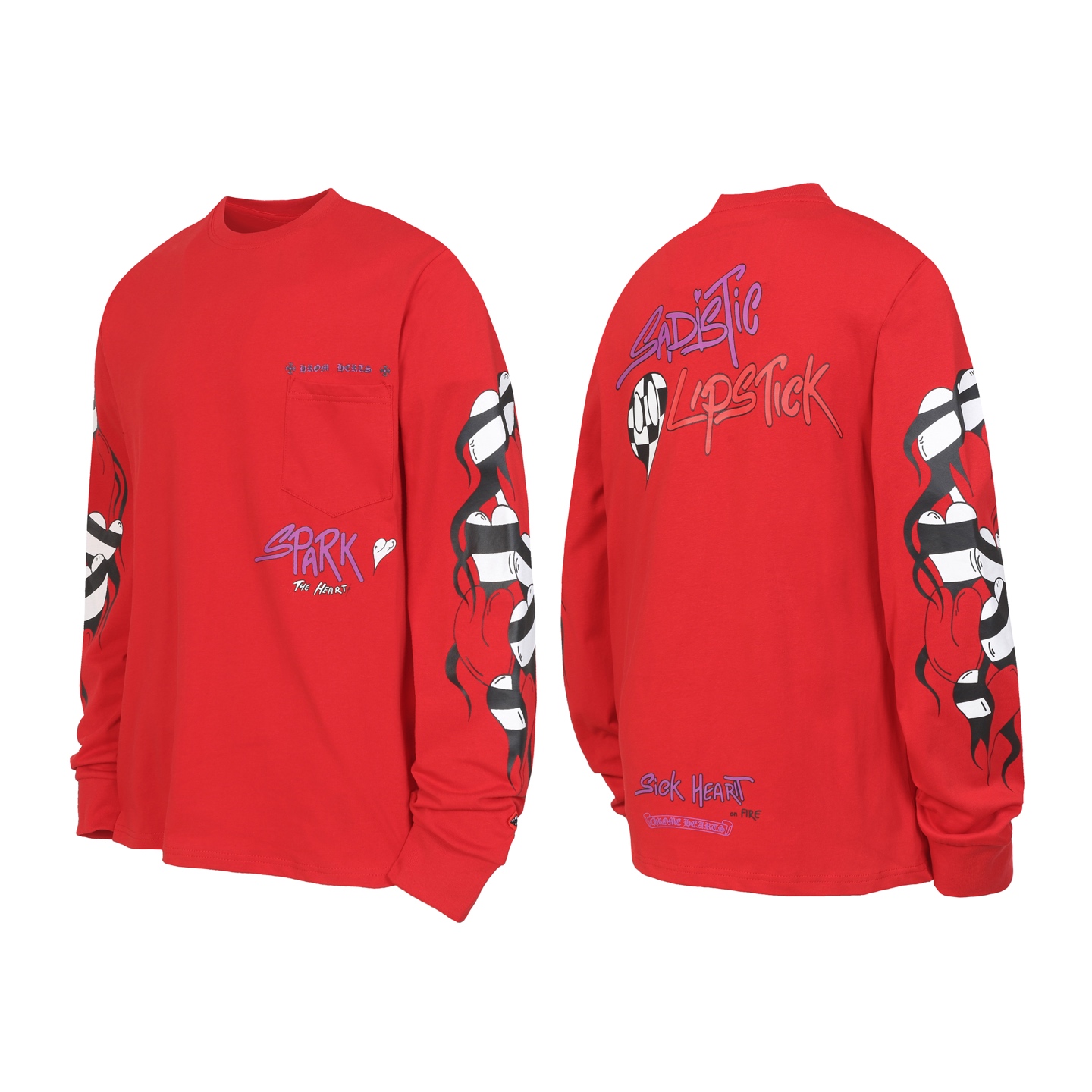 A best-selling long-sleeved T-shirt with Sanskrit color printed graffiti