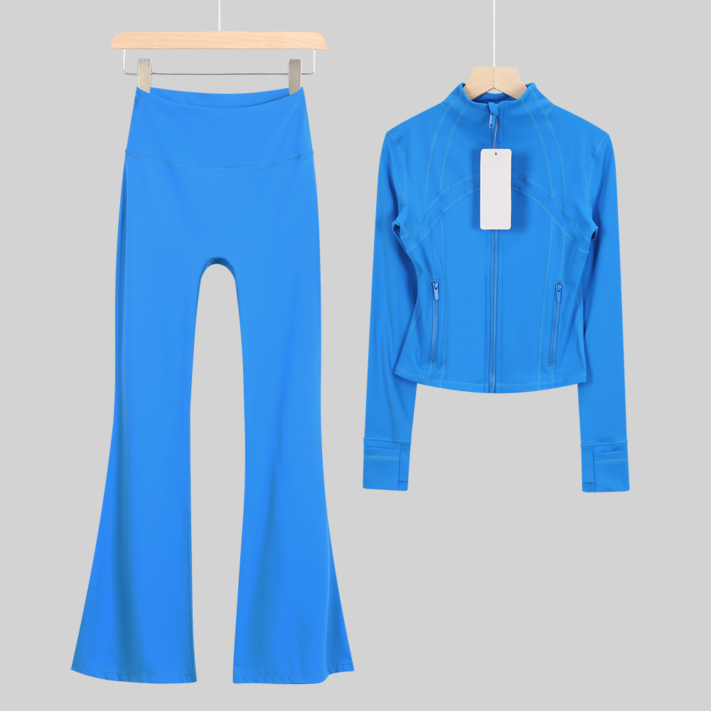Flared short jacket yoga set