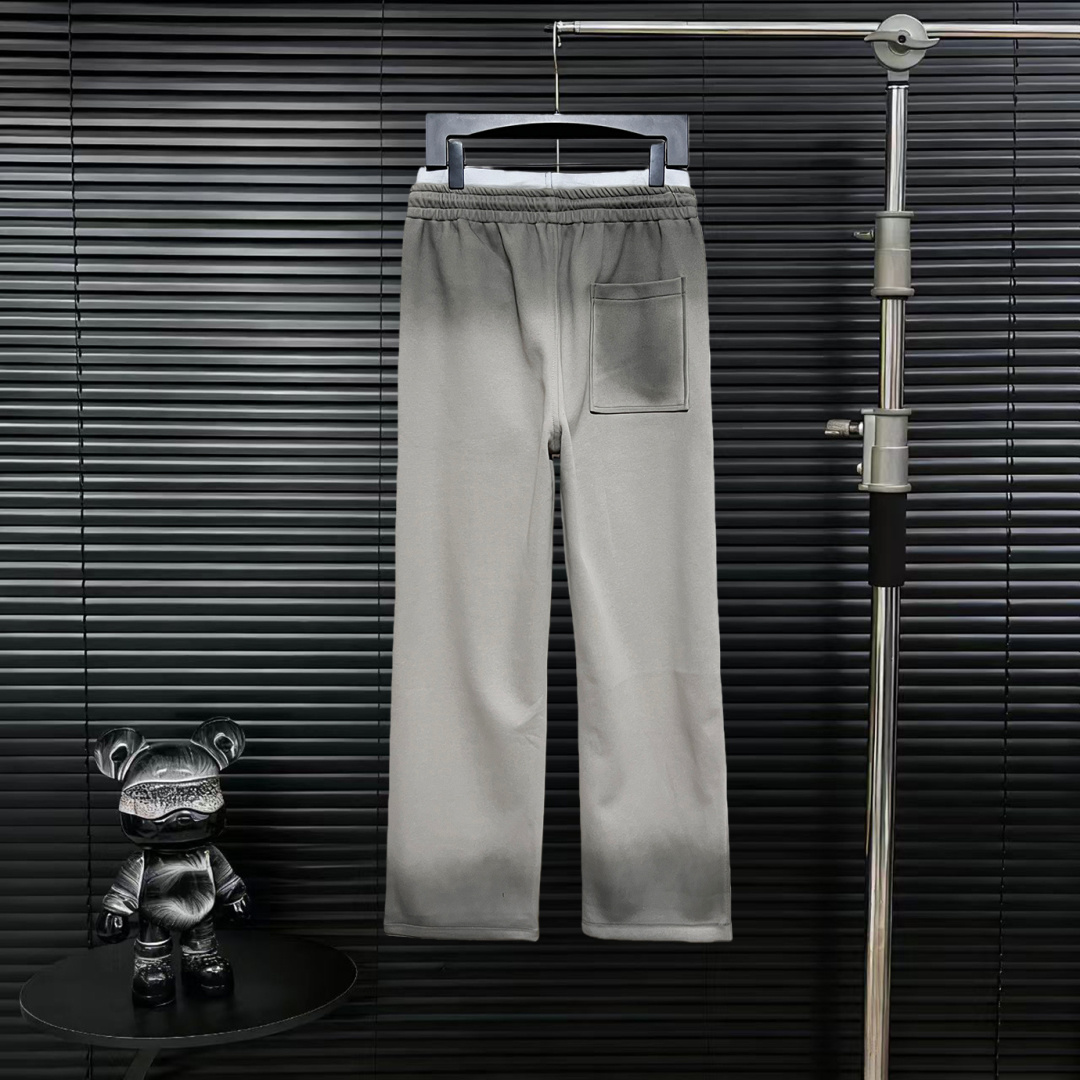 New grey gradient cotton and wool casual trousers for autumn and winter