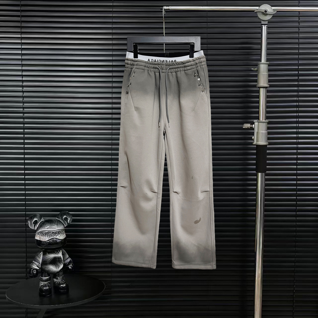 New grey gradient cotton and wool casual trousers for autumn and winter
