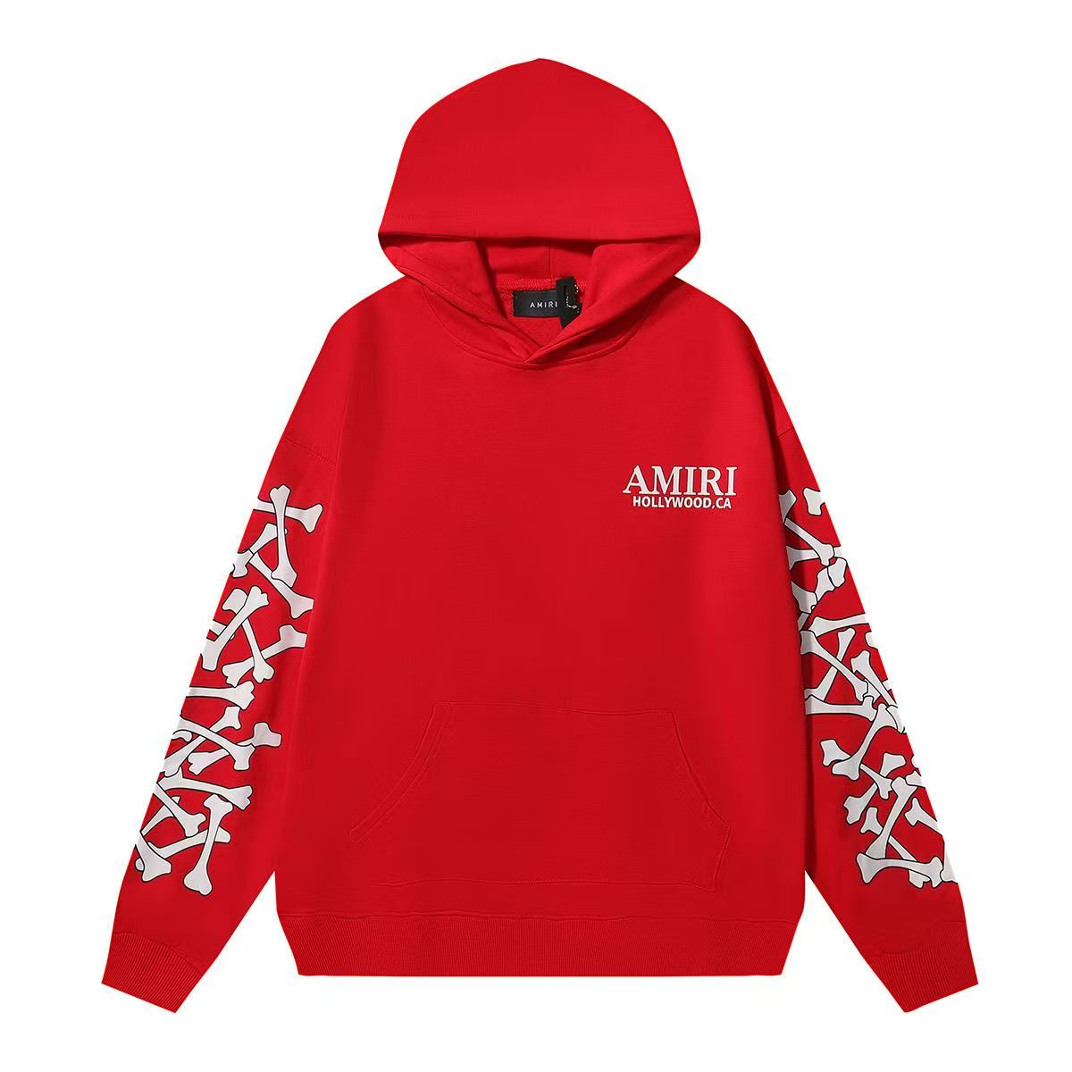 A new red hooded print trendy sweatshirt