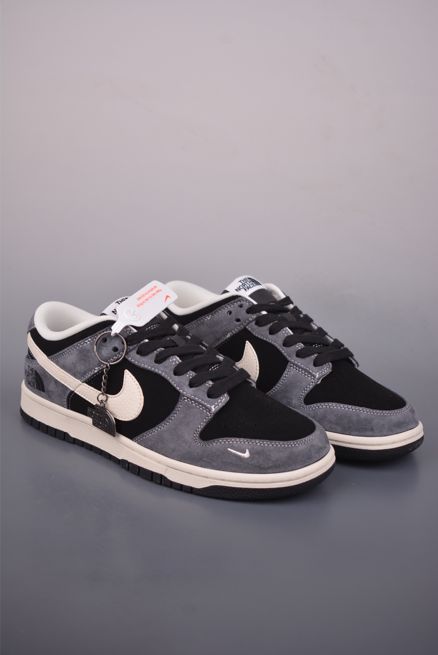 High-quality grey and black collaborative sneakers