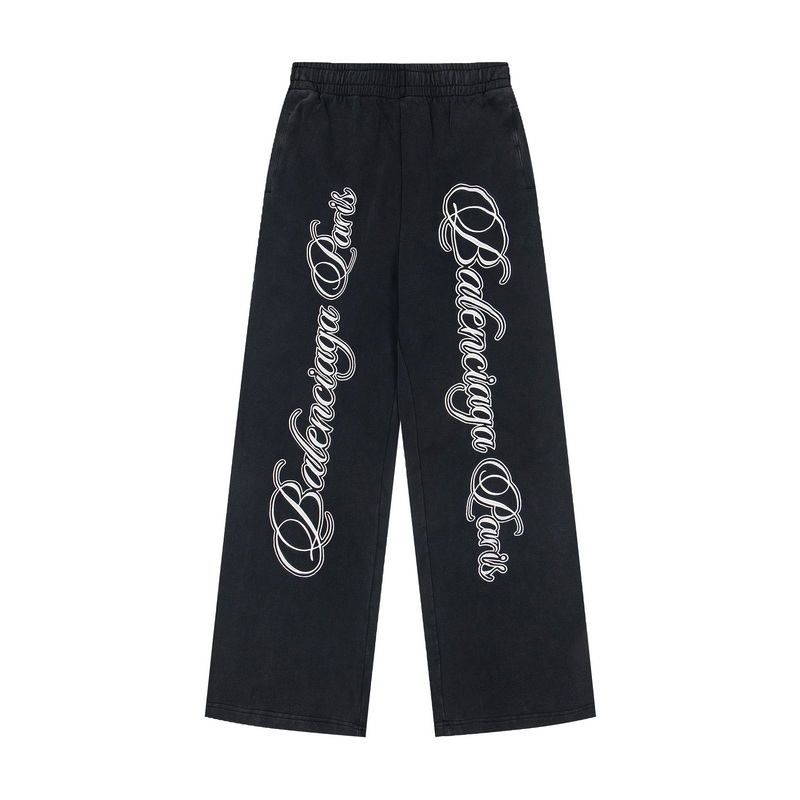 Embroidered, washed and aged casual sports trousers