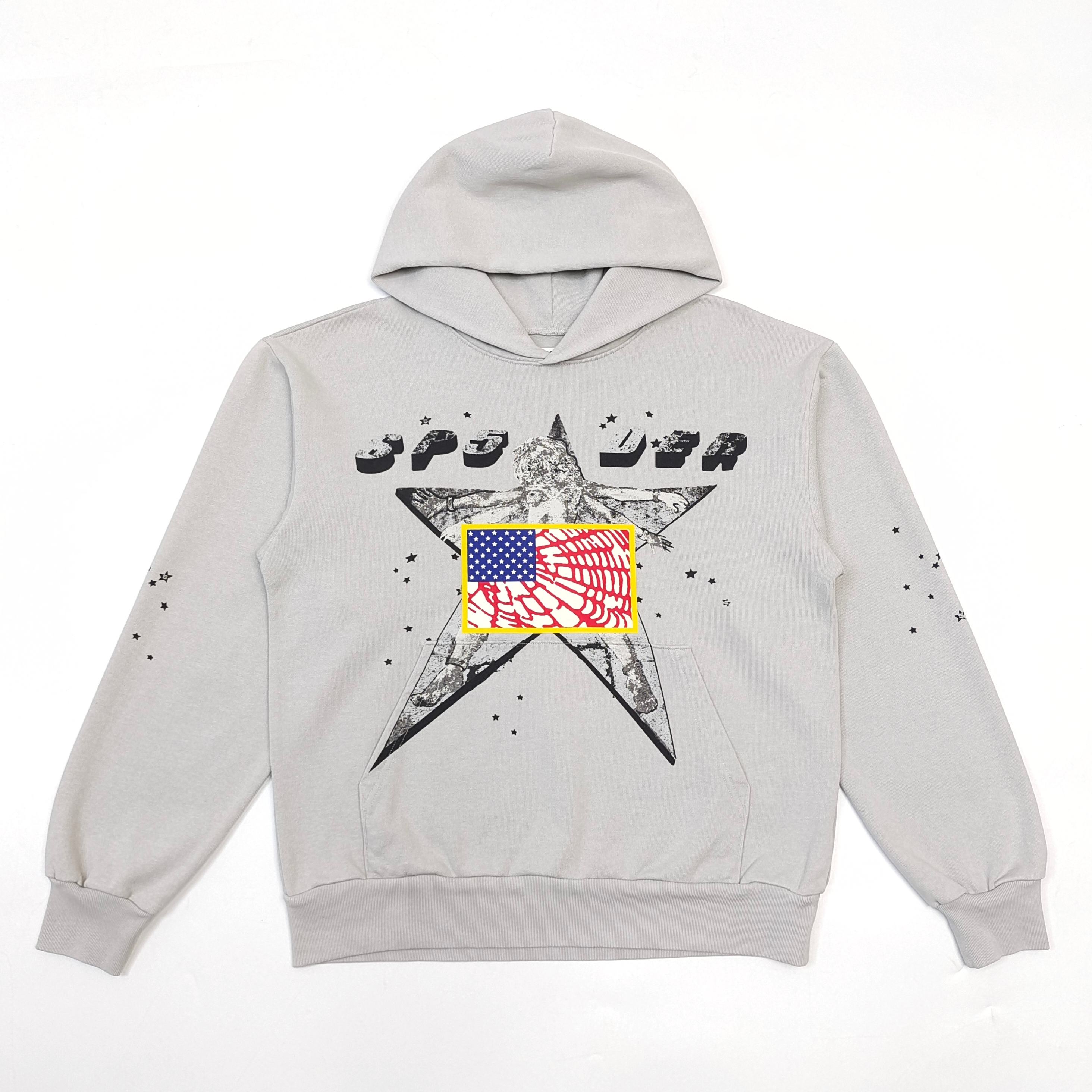 Star three-dimensional letter printed hoodie