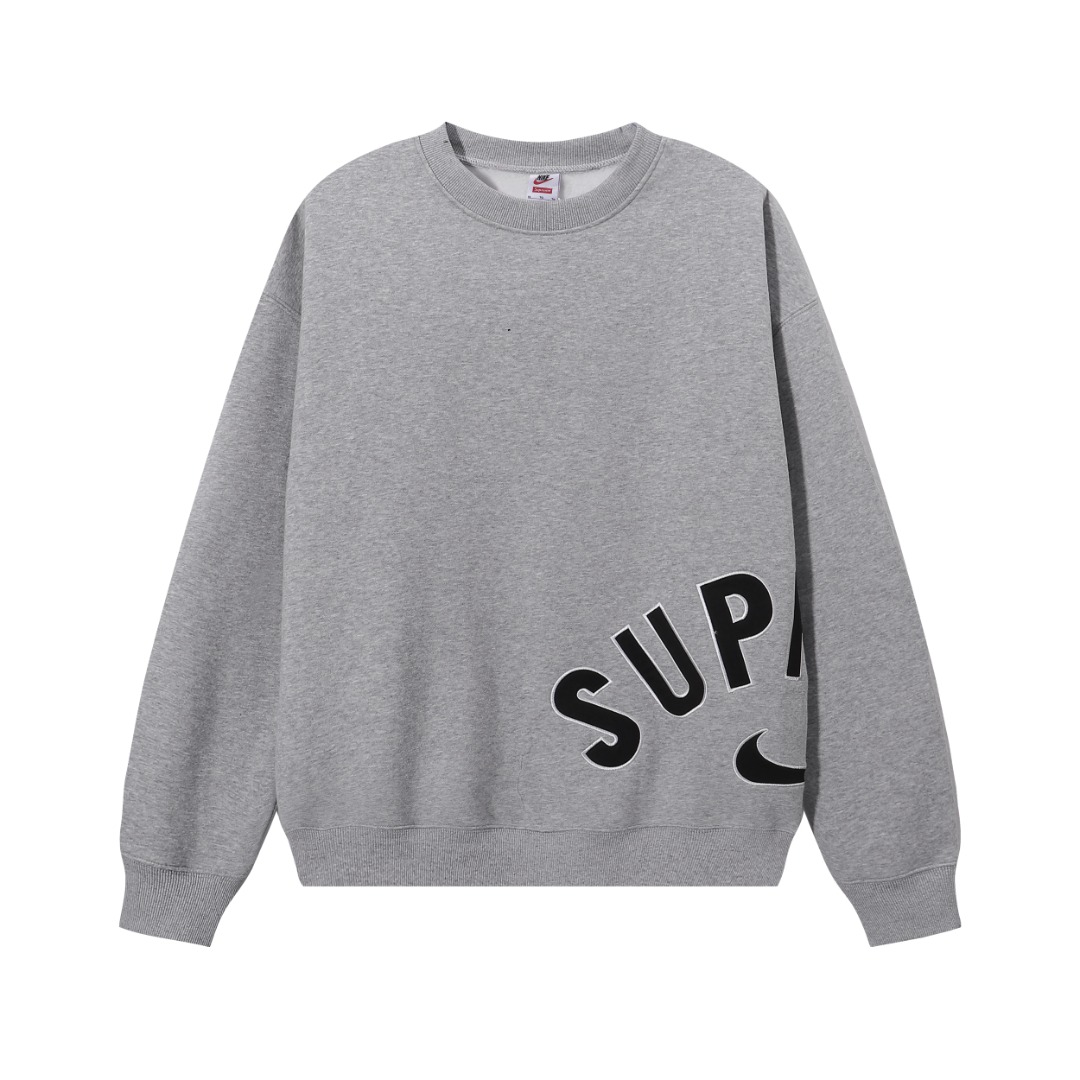 Co-branded letter-embroidered fleece hoodie
