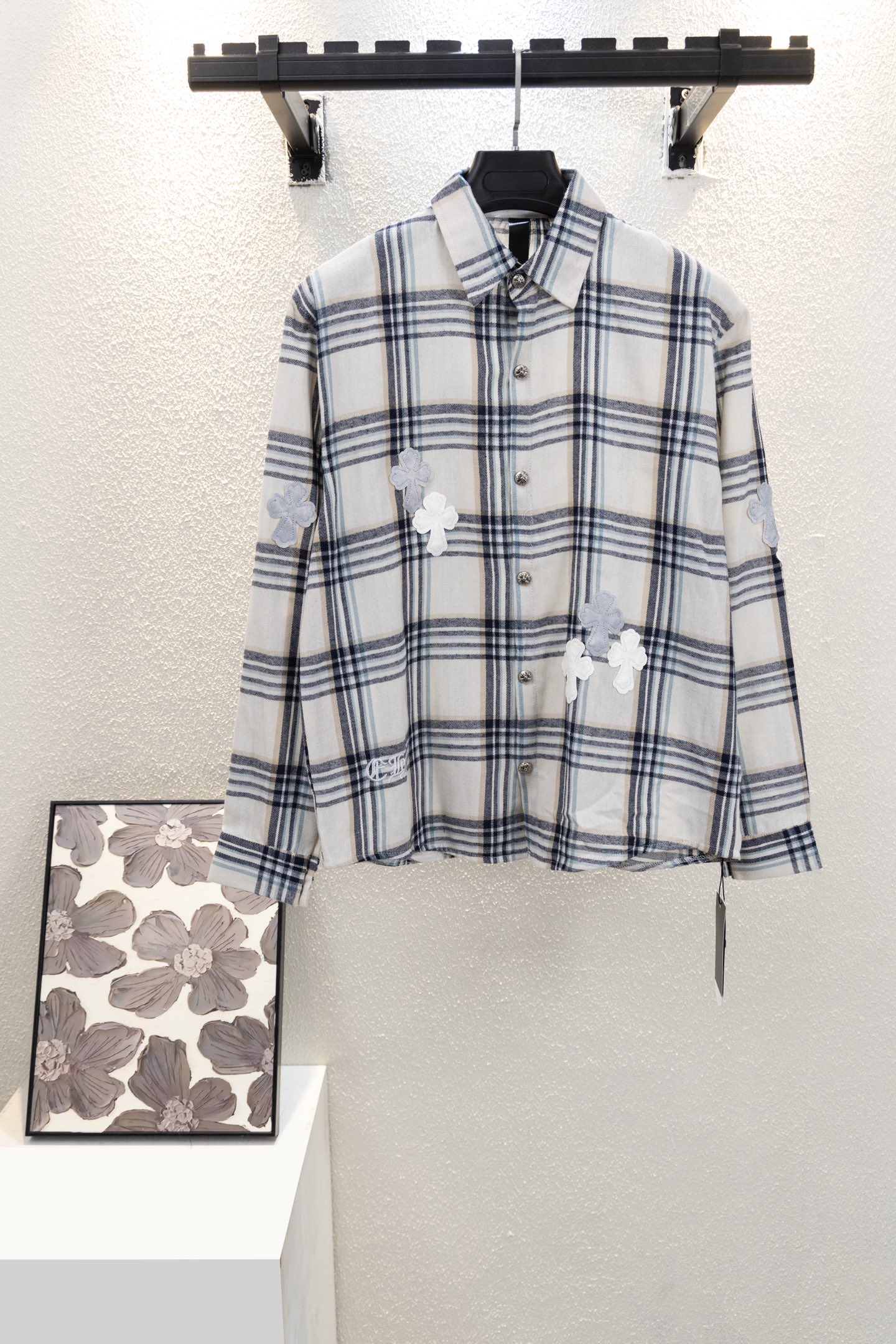Classic leather label shirt jacket