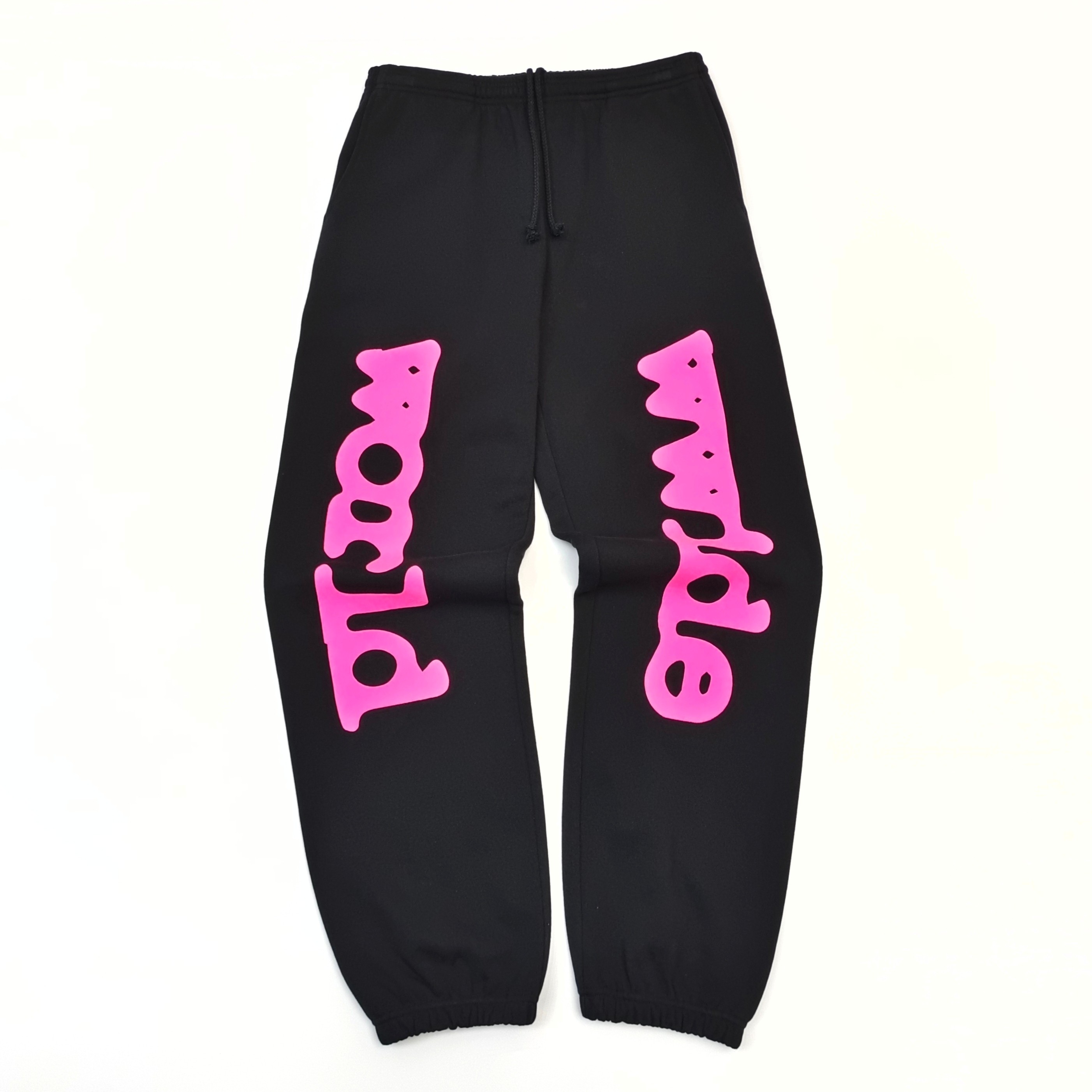 1:1 Rose Pink Large Letter Black Jogging Pants