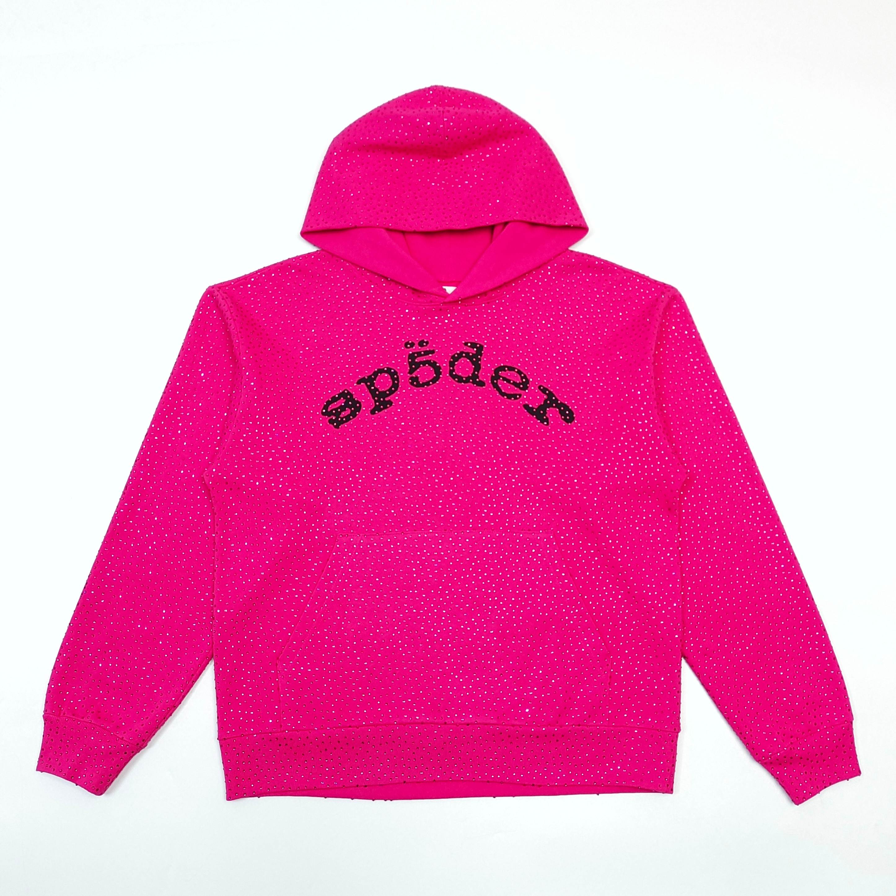 1:1 Rose pink all-diamond hoodie shirt