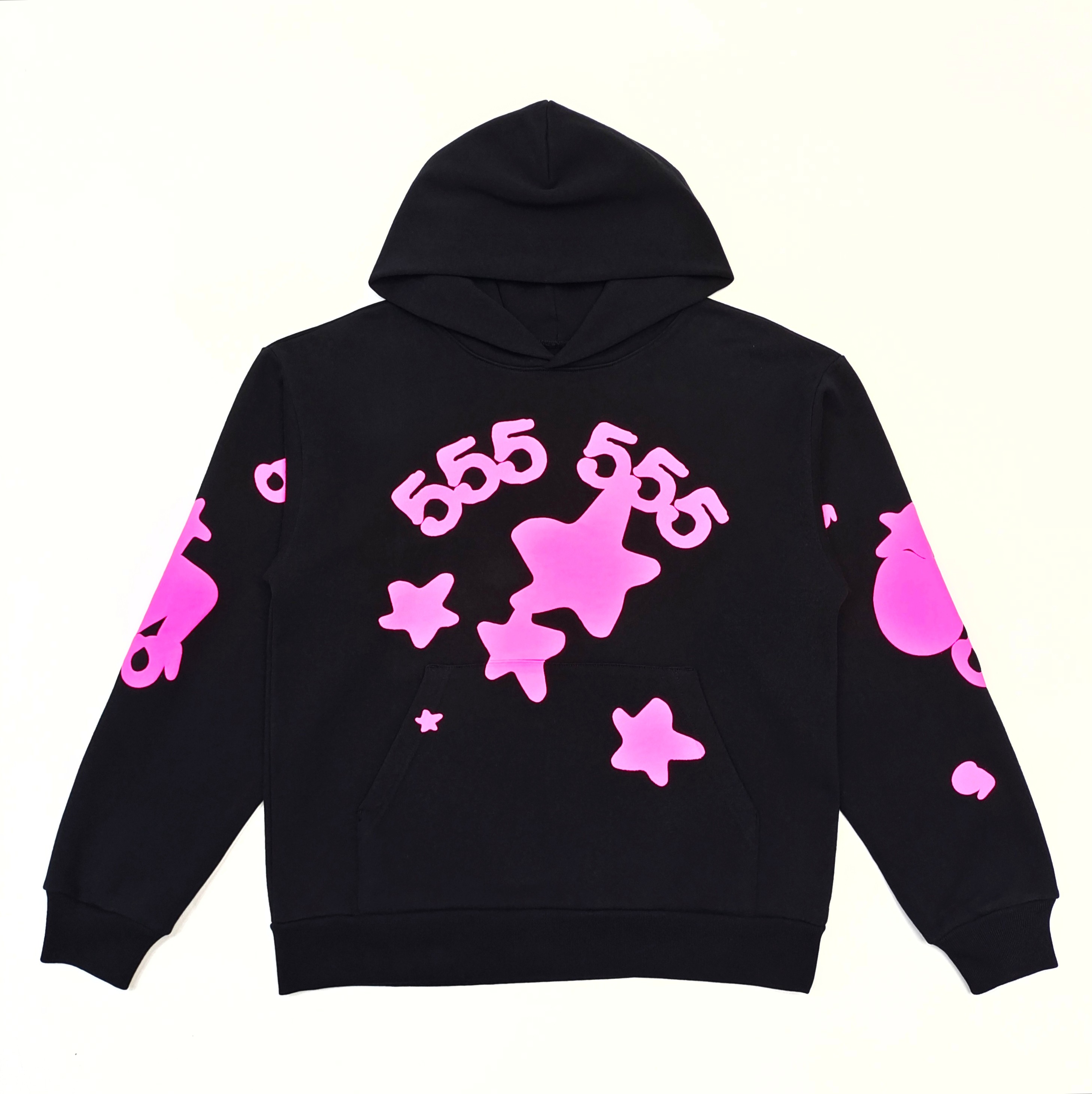 1:1 Rose Pink 555 Digital Print Black Hoodie
