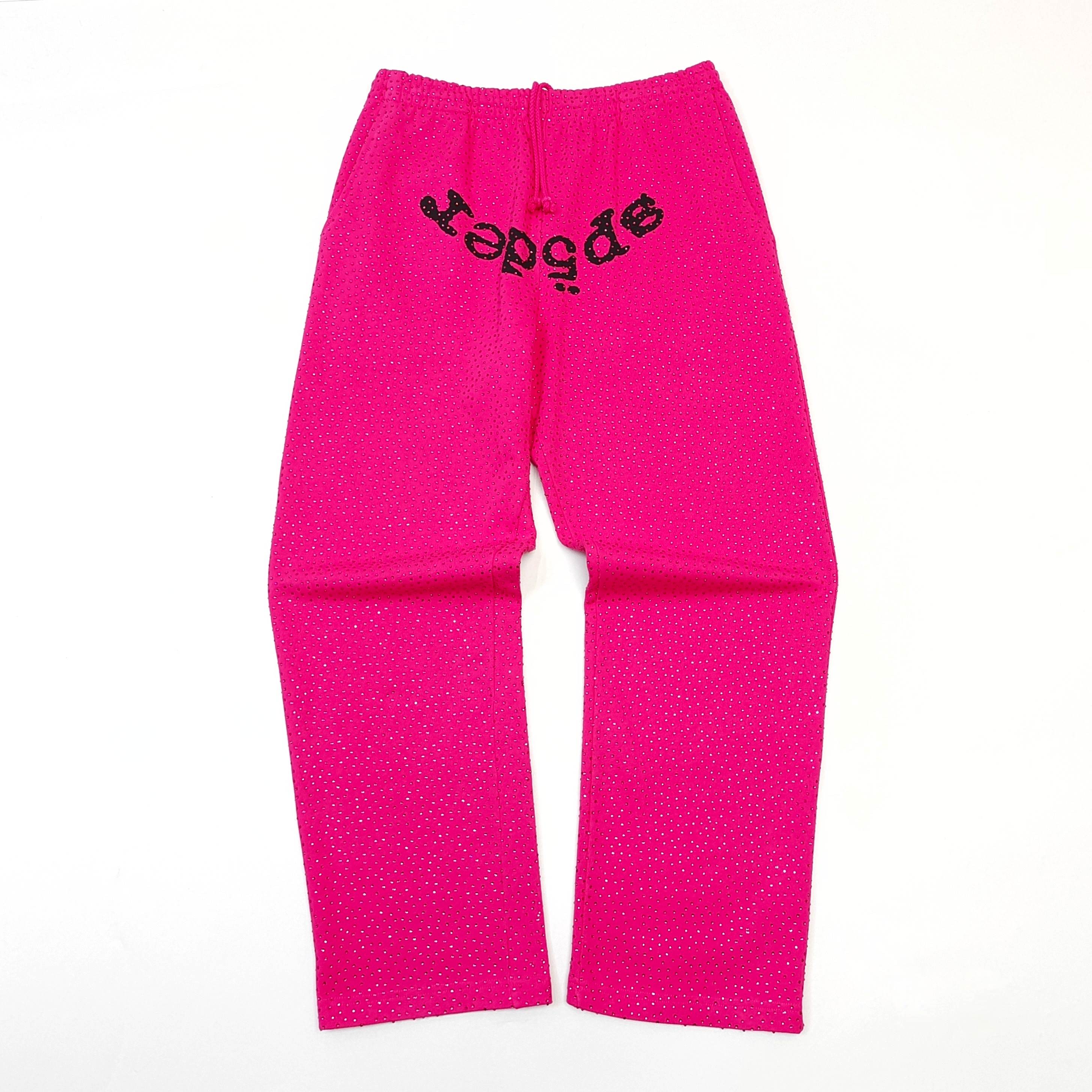 1:1 Rose pink all-diamond straight-leg pants