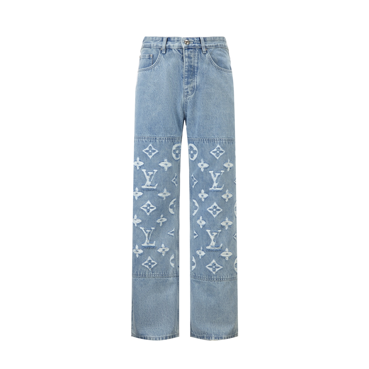 High-quality water-washed distressed denim pants