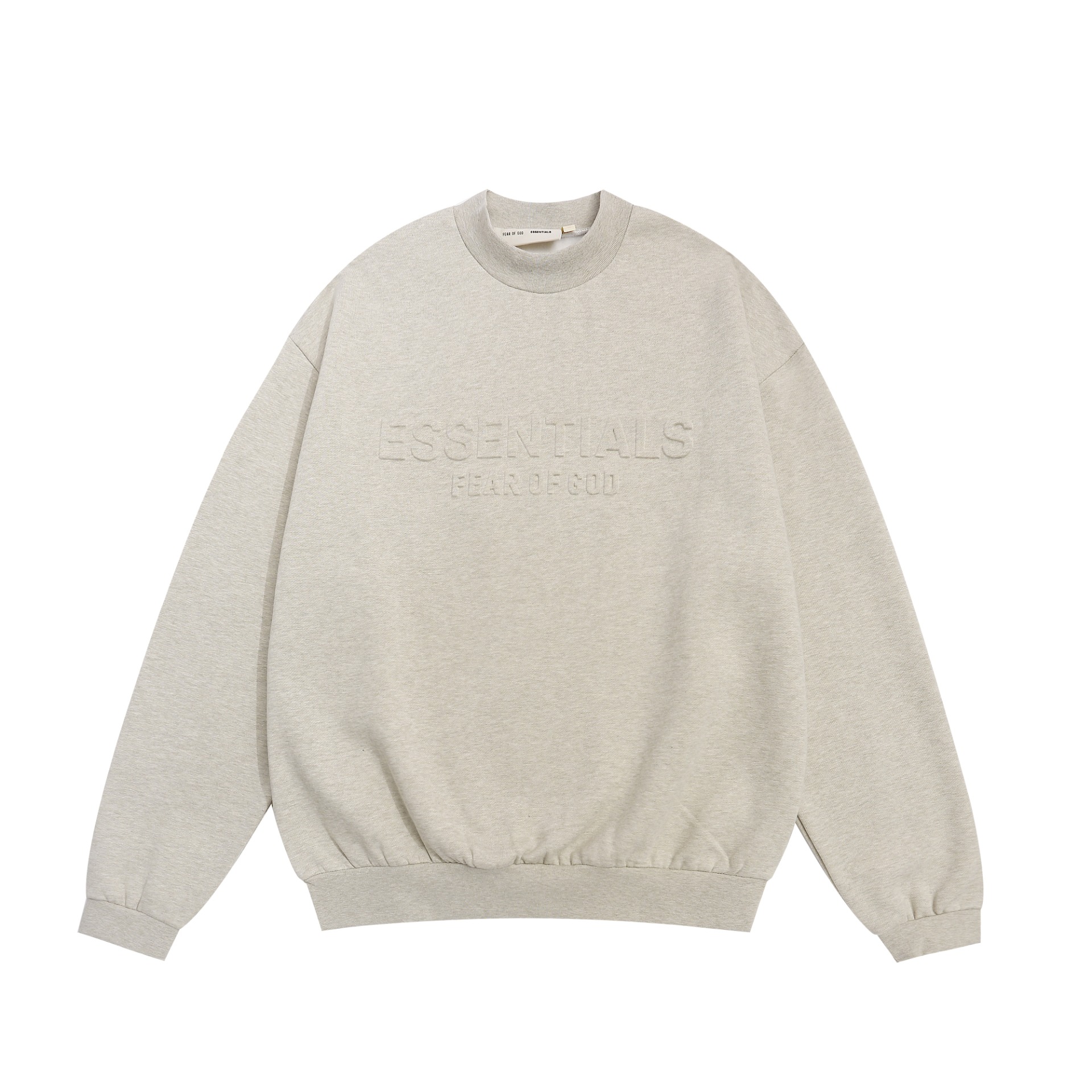 Maiyan Grey Embossed Raised Letters Pullover Sweater with Fleece Inner Layer