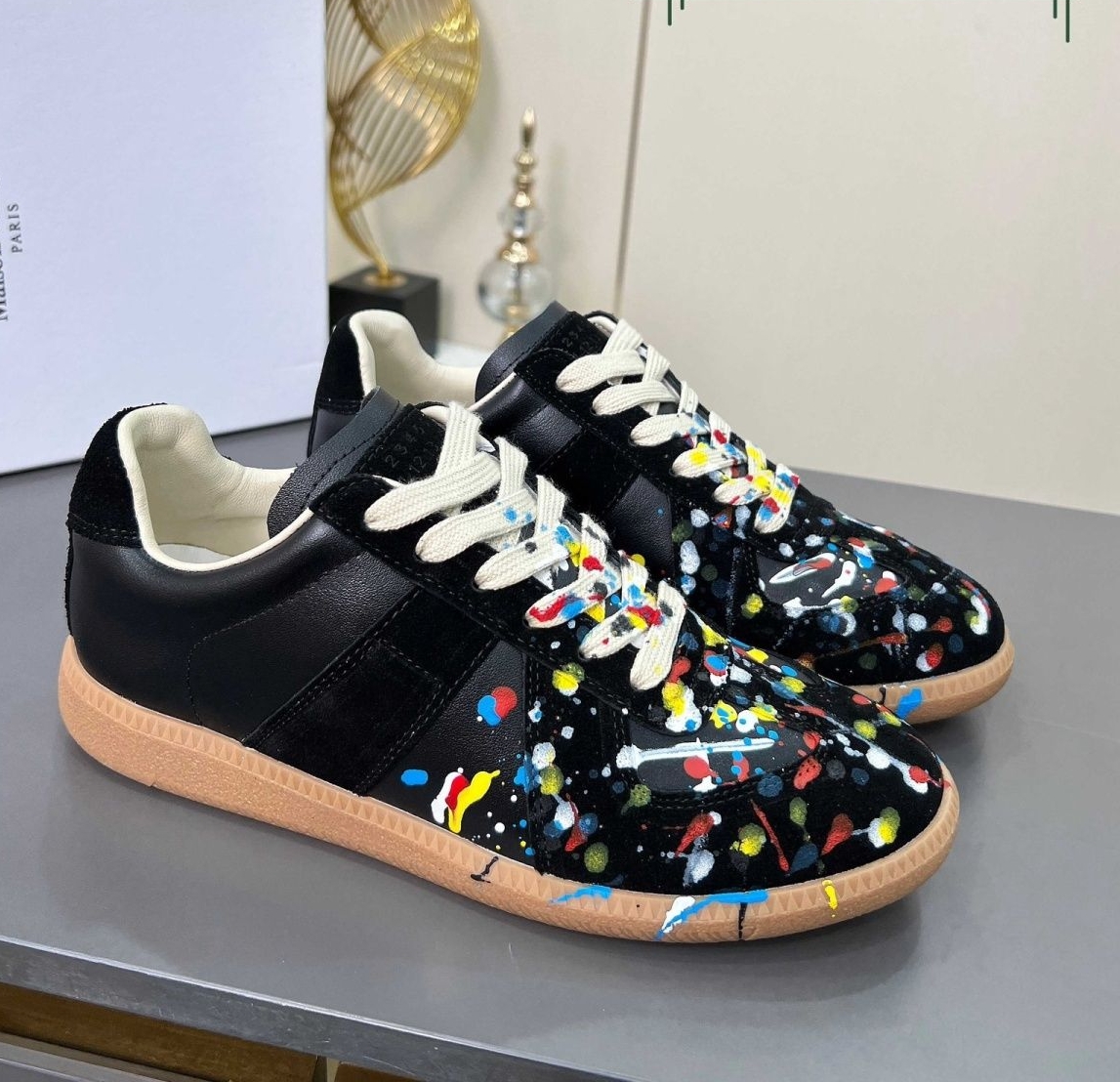 Black ink-blending printed casual multi-purpose outdoor training sneakers