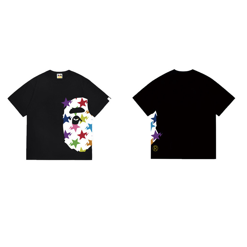 Simple Star Sheep Print Short Sleeve Shirt