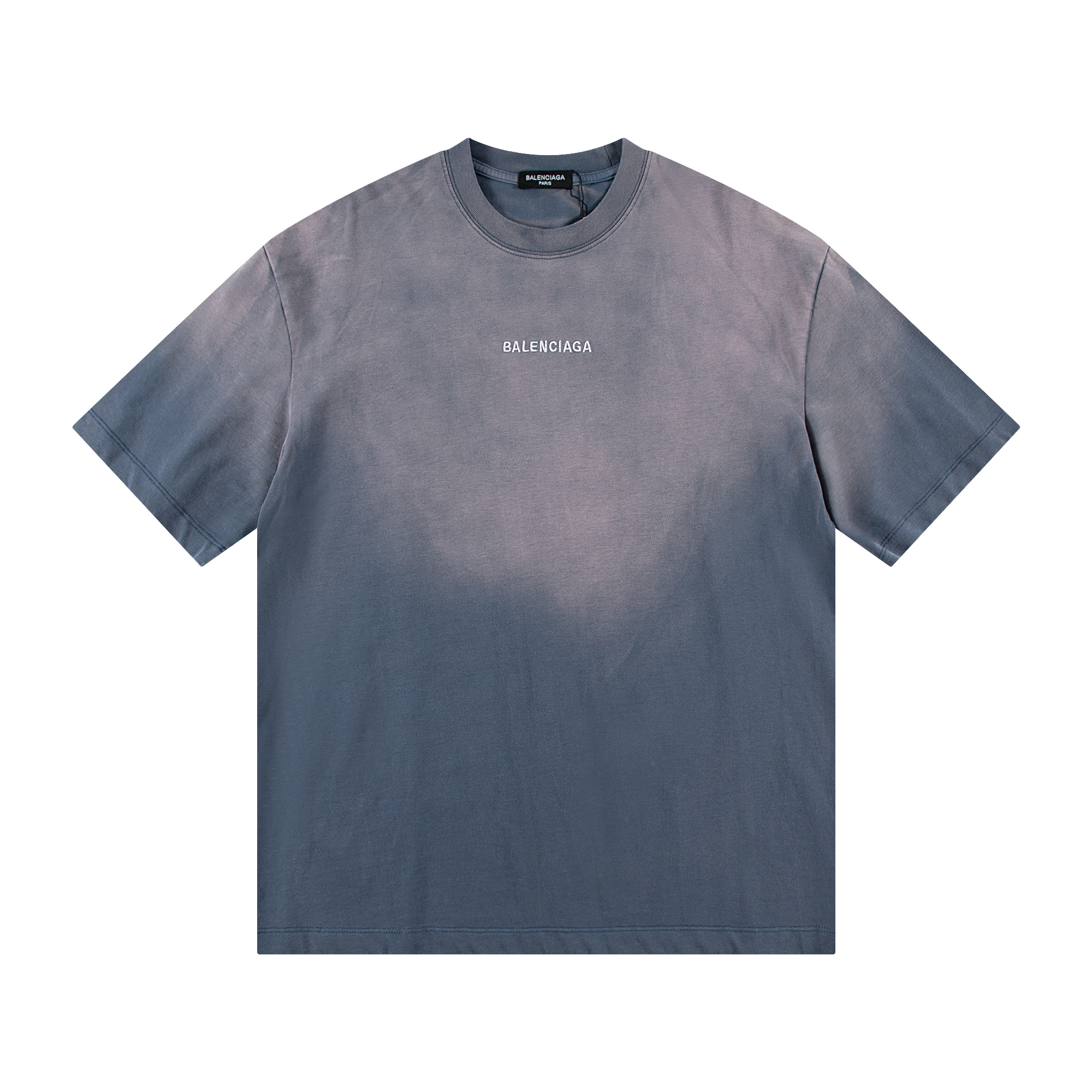 New gradient blue-gray washed short-sleeved T-shirt