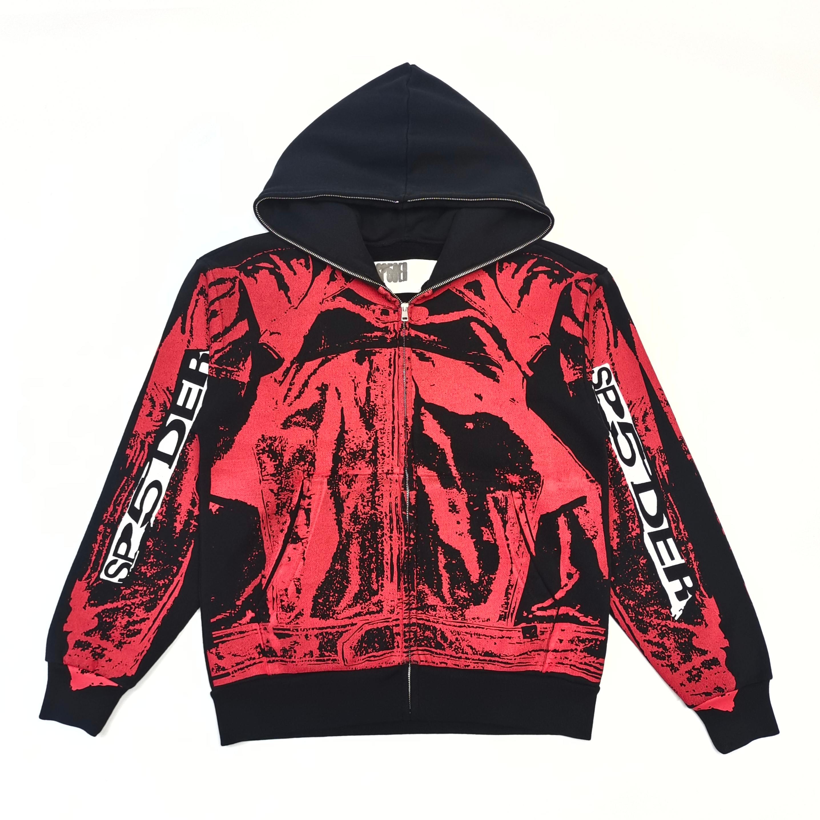 Red printed JP5 black zipper shirt