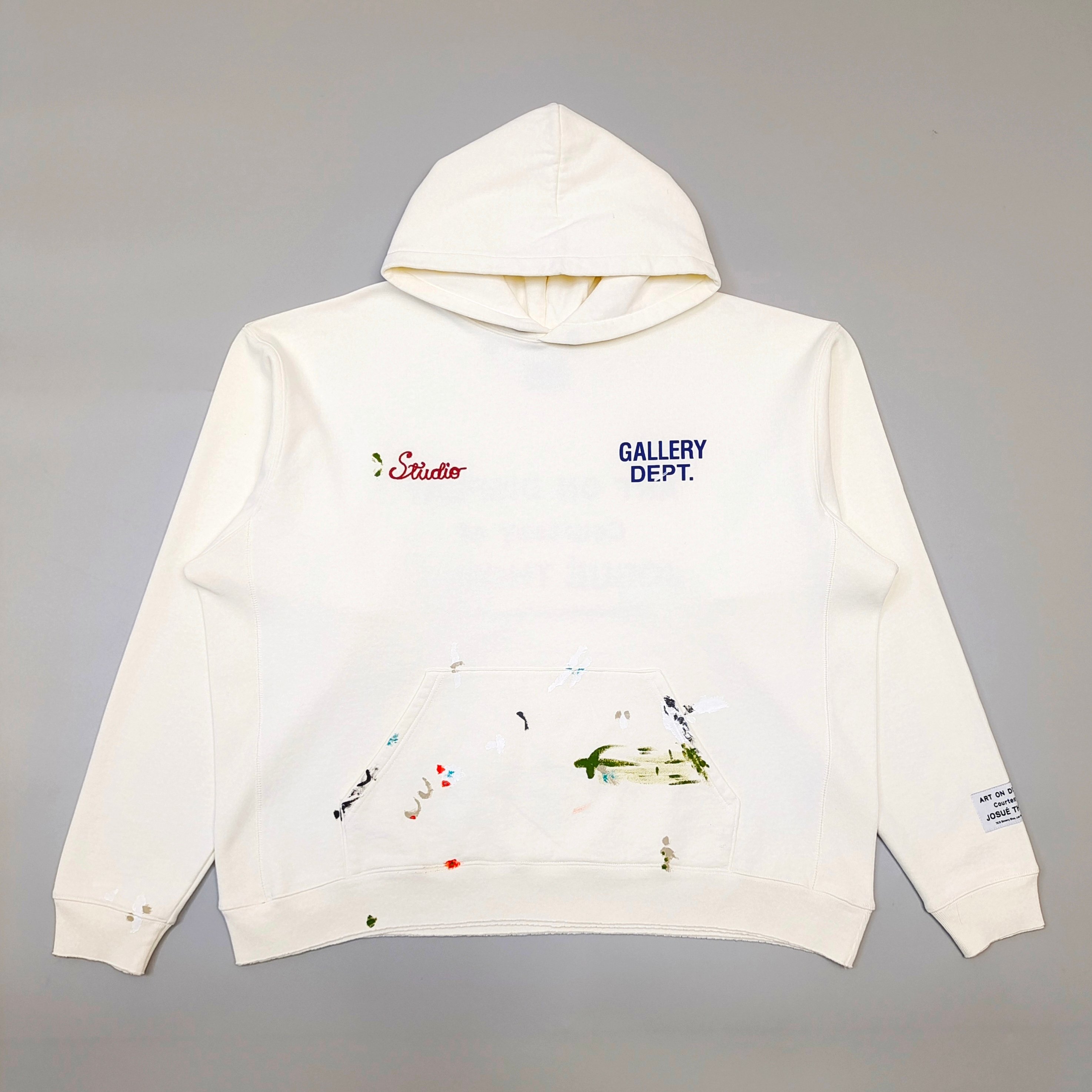 Embroidered and hand-drawn mutton-chop stripe part graffiti hoodie shirt