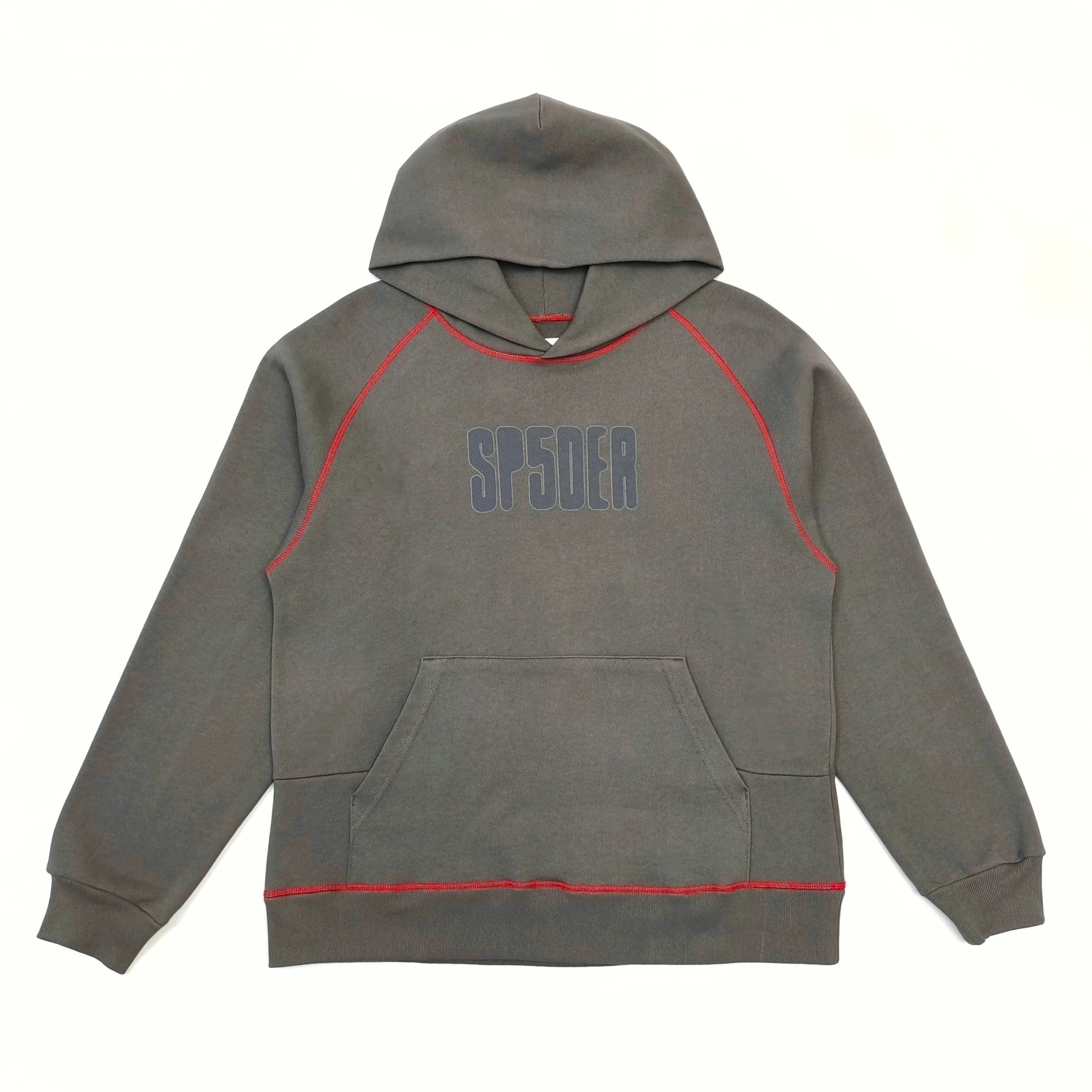 1:1 High-quality red and yellow striped gray hoodie