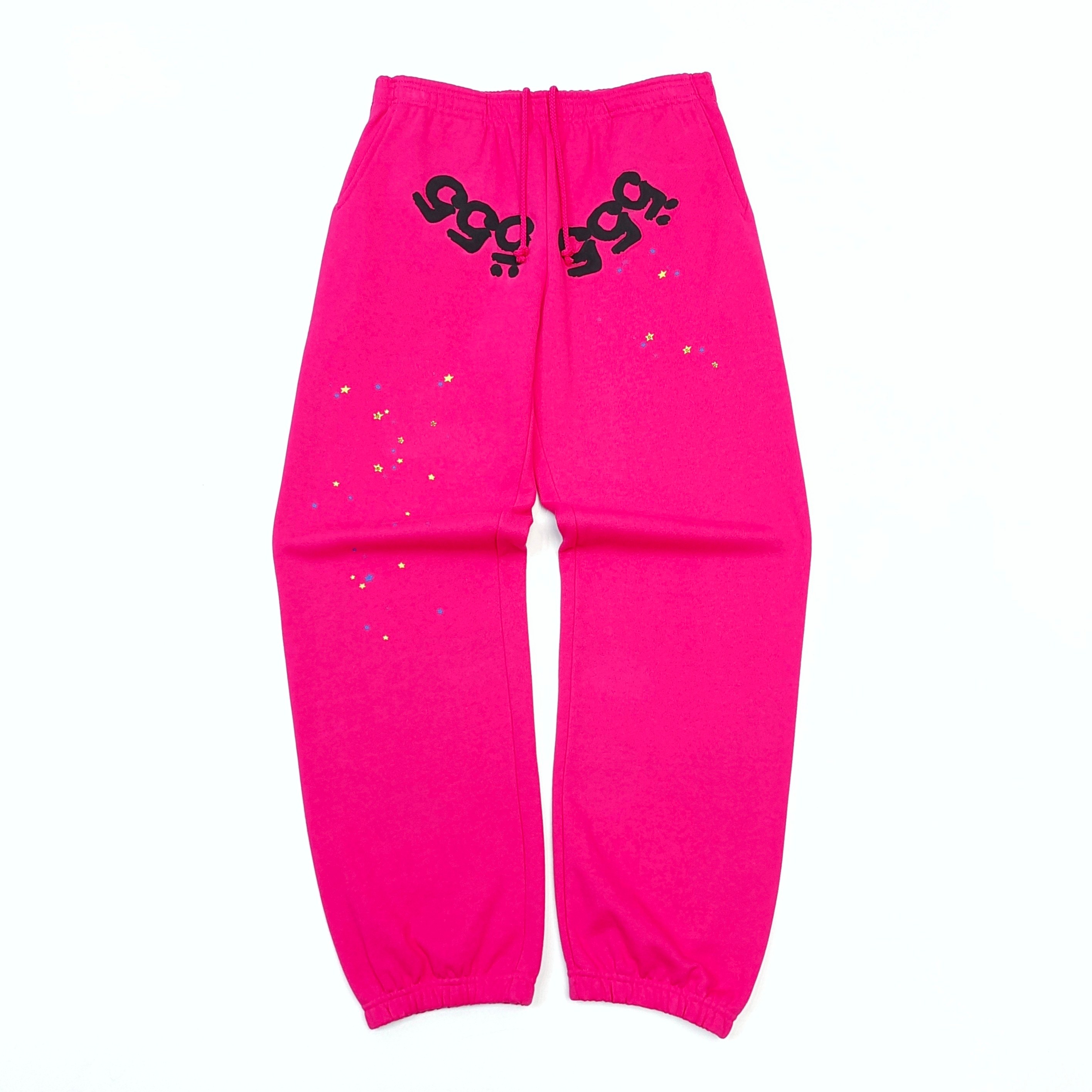 1:1 High-Quality Spider Web Print Rose Pink Jogger Pants